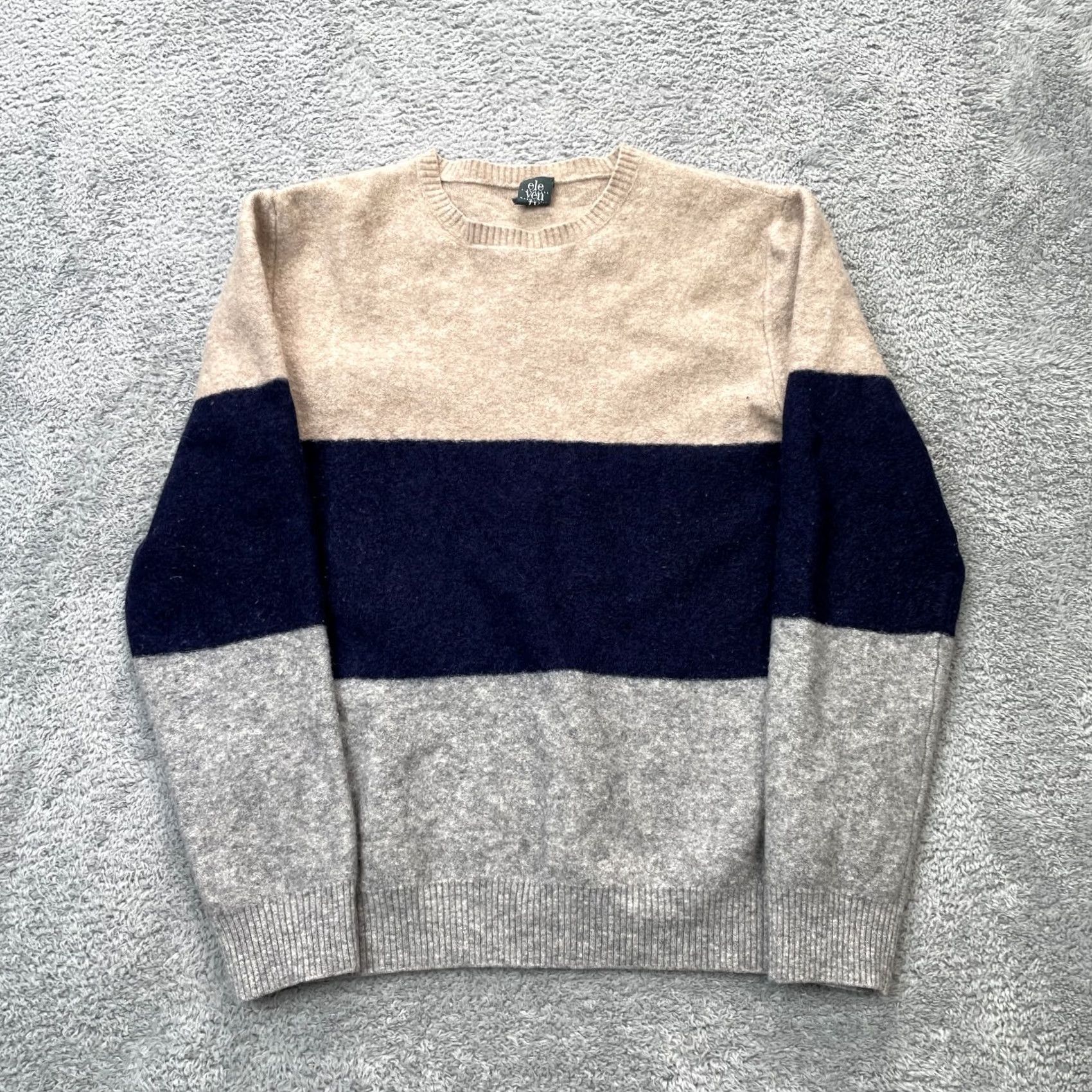 Eleventy Eleventy Sweater Womens Large Gray Colorblock Merino Wool Silk Blend Italy Size L / US 10 / IT 46 - 2 Thumbnail