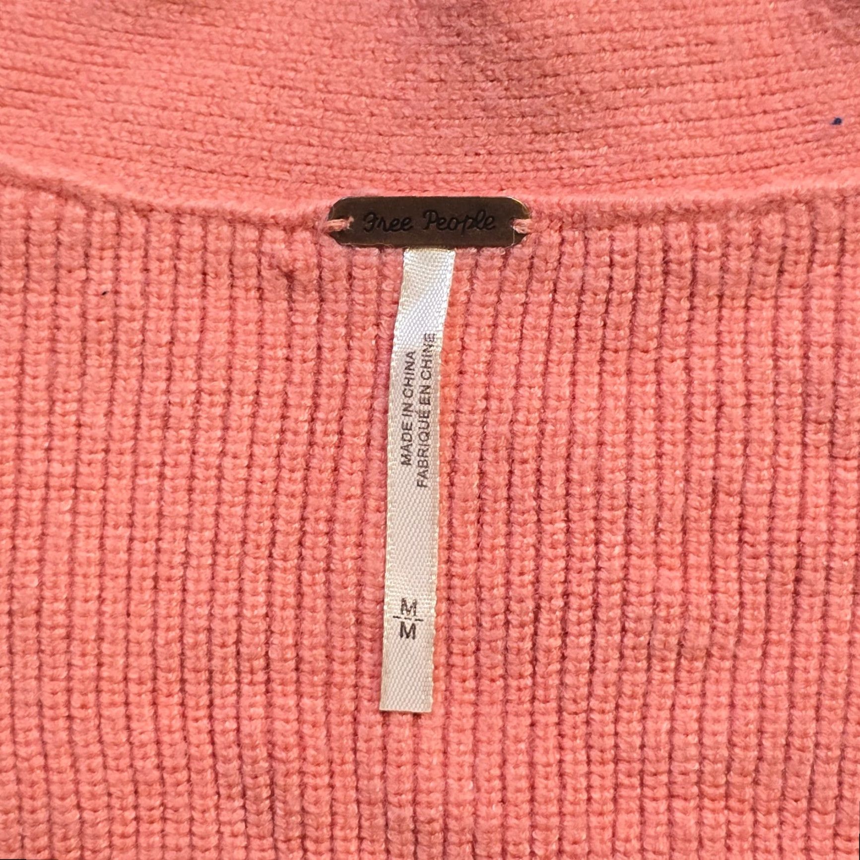 Free People Free People Cardigan Sweater Women M Orange Chunky Knit Long Sleeve V-Neck Oversized Classic Modern Casual Size M / US 6-8 / IT 42-44 - 4 Thumbnail