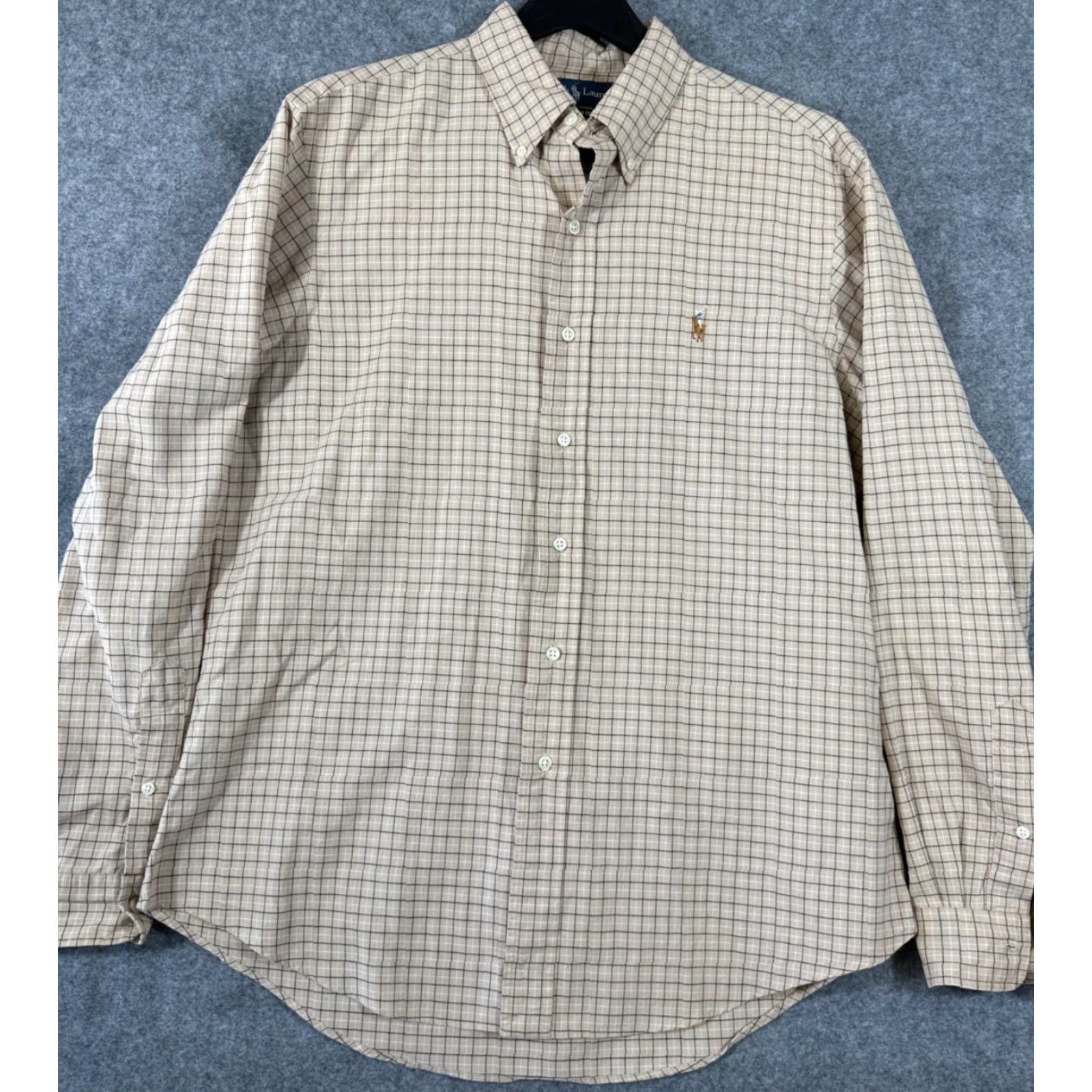 Ralph Lauren Ralph Lauren Shirt Mens L Beige Tan Micro Plaid Custom Fit Long Sleeve Pony Logo Size US L / EU 52-54 / 3 - 2 Thumbnail