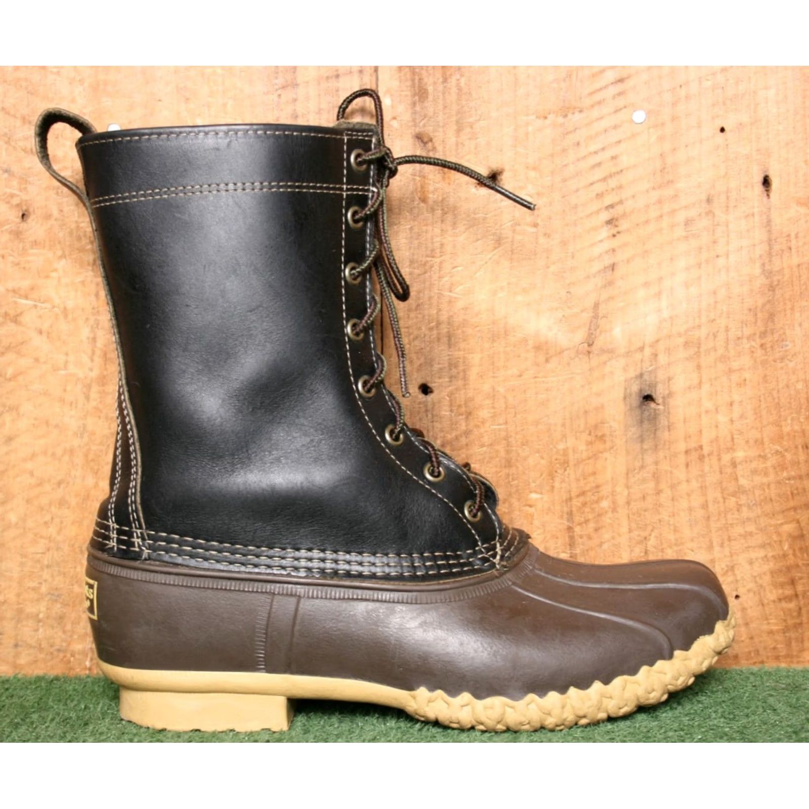 Vintage L.L. Bean Duck Boots 10" Brown Rubber Black Leather 8-Eye Unlined Women's 10M Shoes Boots Size US 10 / IT 40 - 2 Thumbnail