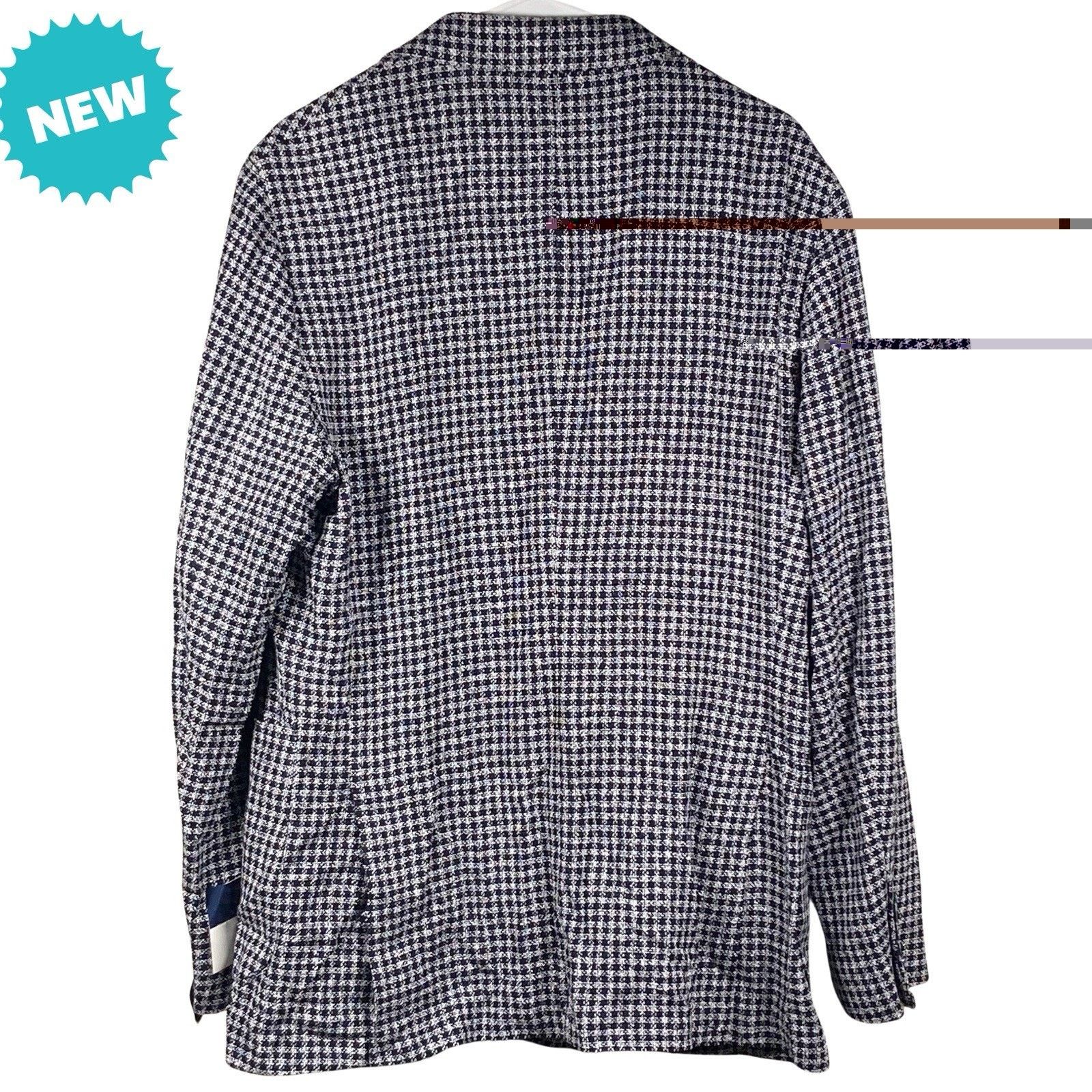 Stafford Stafford Seasonal Sport Coat Mens 42 Reg Navy Check Textured Size 42R - 2 Thumbnail