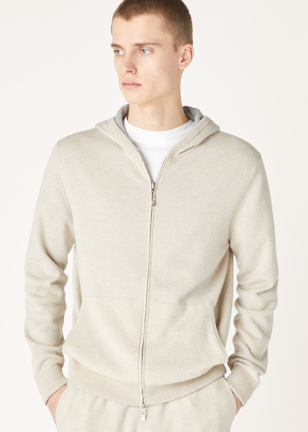 Loro Piana o1w1db10725 FAO2849 Duo Hooded Bomber Sweater in Beige/Grey Size US L / EU 52-54 / 3 - 4 Thumbnail