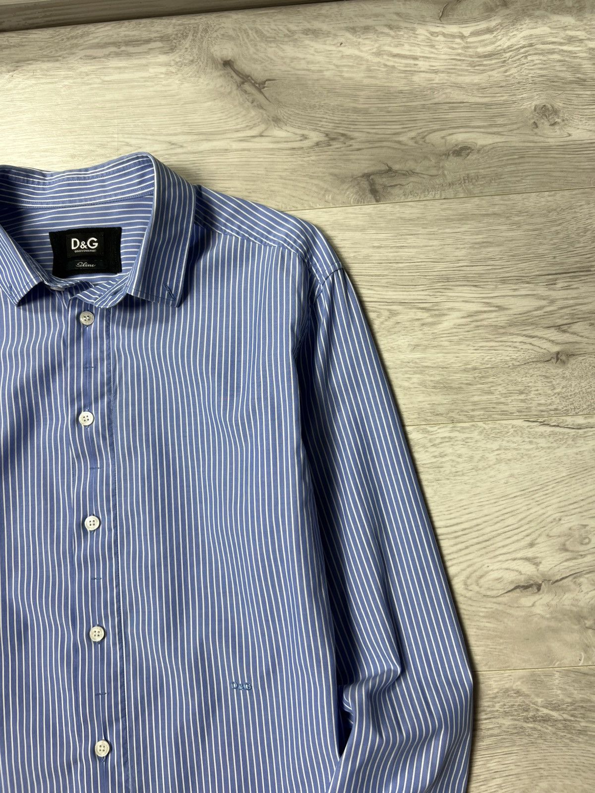 Dolce & Gabbana Dolce & Gabbana Striped Button Up Slim Shirt D&G Logo Size US M / EU 48-50 / 2 - 4 Thumbnail