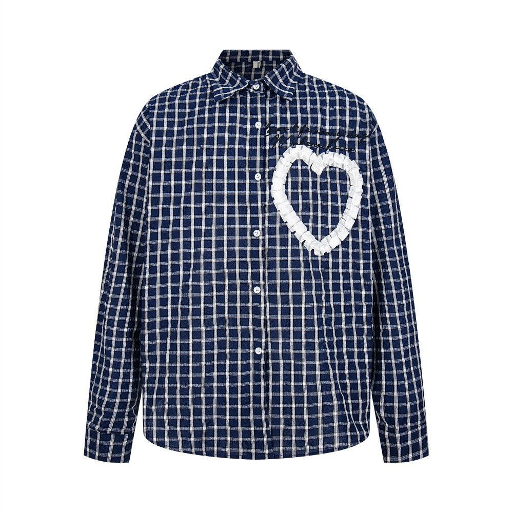 Vintage Men's trendy heart-shaped loose plaid long-sleeved shirt Size US M / EU 48-50 / 2 - 1 Thumbnail