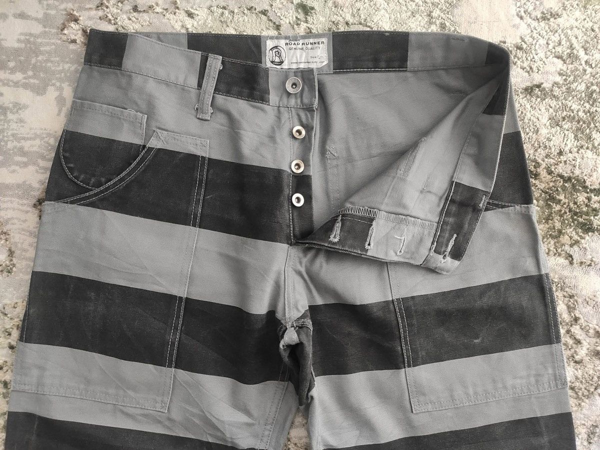 Japanese Brand 💥Biker Style💥Road Runner Prisoner Stripe Sturdy Pant F469 Size US 33 - 13 Thumbnail