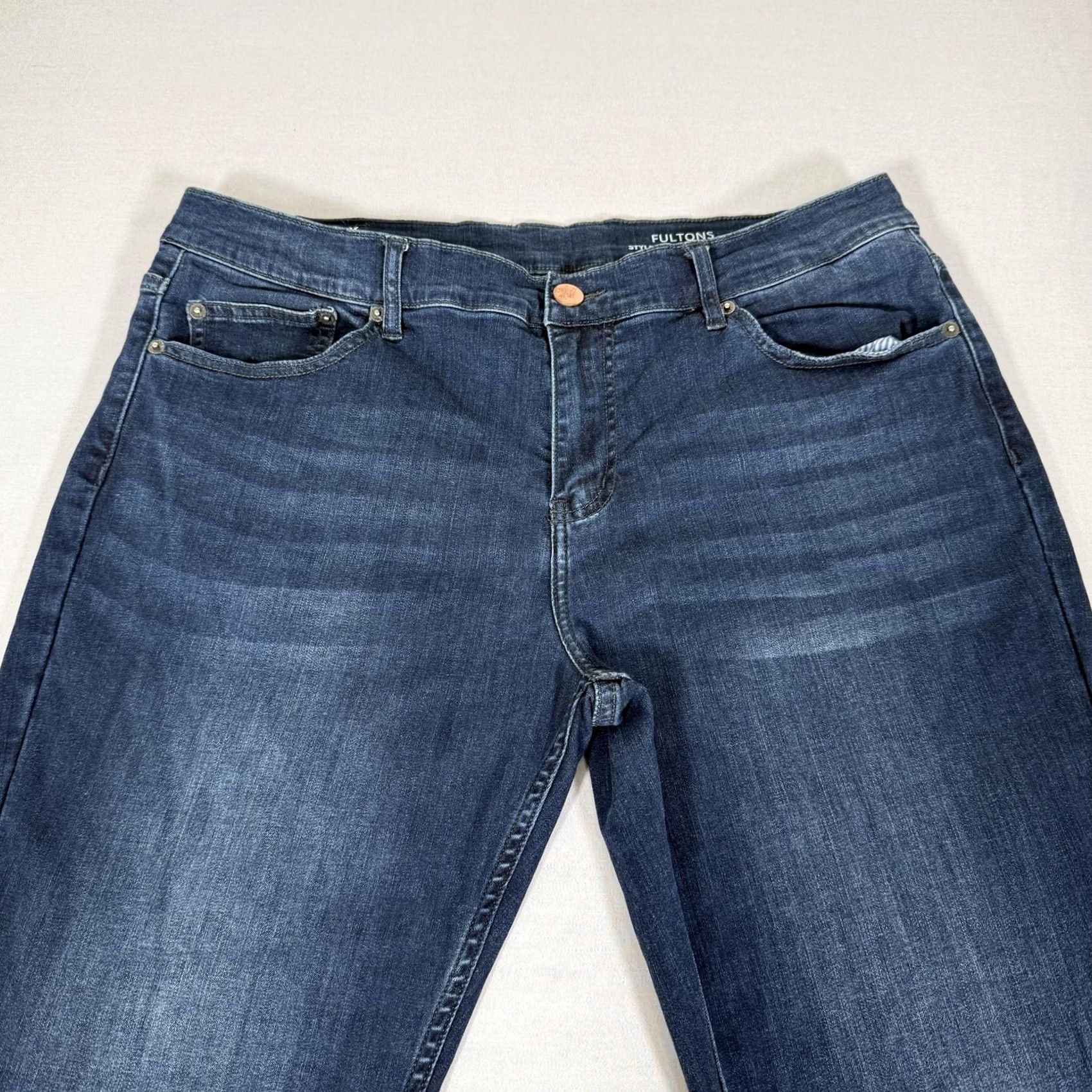 Vintage Mugsy Jeans Mens 36x32 Blue Fultons Slim Straight Fit Stretch Denim Jeans Work Size US 36 / EU 52 - 2 Thumbnail