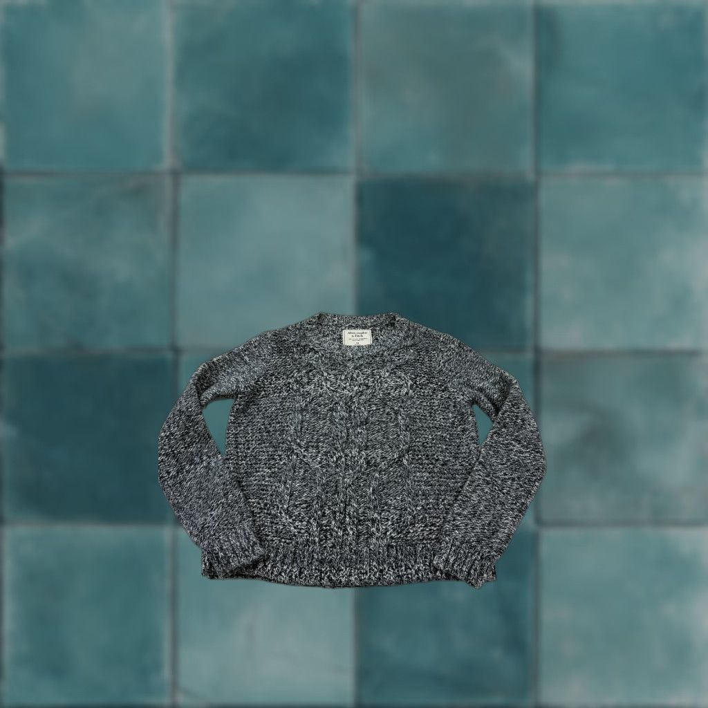 Abercrombie & Fitch Abercrombie & Fitch Sweater Womens Medium Gray Marled Cable Knit Pullover Chunky Crew Neck Knit Size M / US 6-8 / IT 42-44 - 1 Thumbnail
