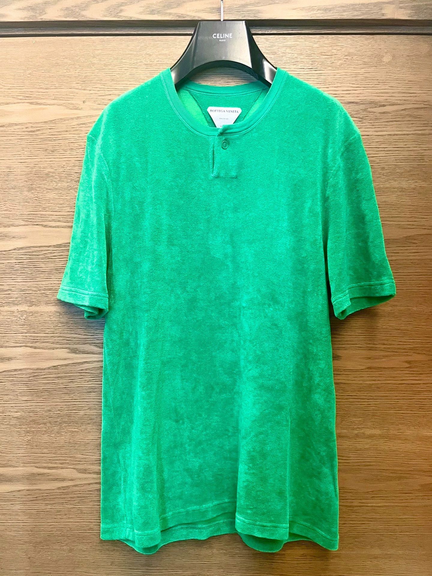 Bottega Veneta Green Short Sleeve Henley Shirt Size US M / EU 48-50 / 2 - 1 Thumbnail