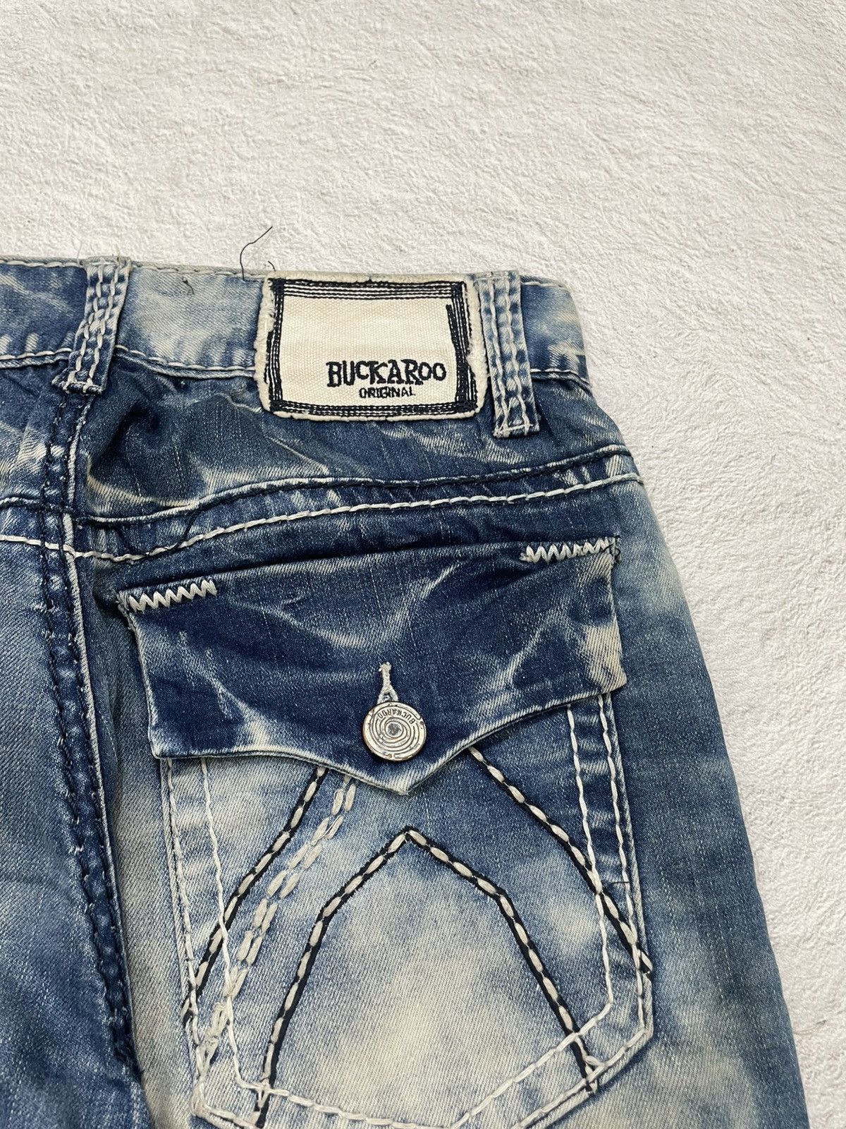 Japanese Brand 2000s Acid Washed Buckaro Light Blue Jeans Y2K Size US 29 - 8 Thumbnail