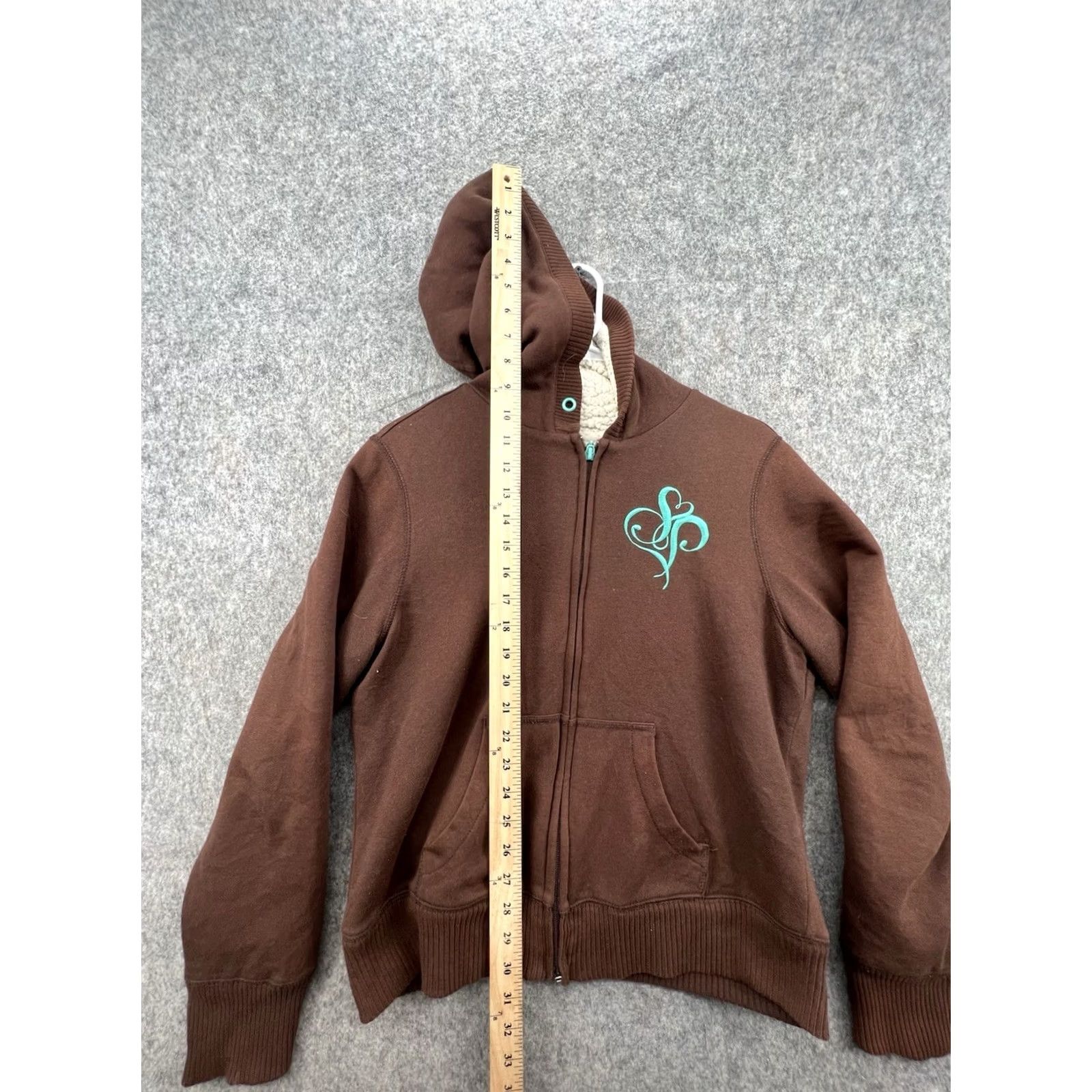 Southpole South Pole Women's Brown Embroidered Logo Lined Zip Hoodie, 2XL, Full Zip, Hooded, Pockets, Crew Neck, Casual, Regular Fit Size XXL / US 16-18 / IT 52-54 - 3 Thumbnail