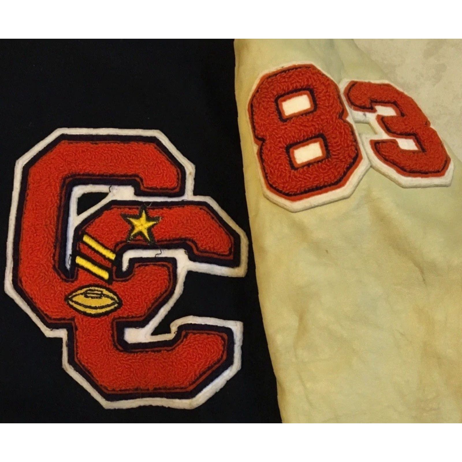 Vintage Vtg 80s Faded Varsity Letterman Jacket 42 USA School Football Track PE Grunge 70 Size US XS / EU 42 / 0 - 2 Thumbnail