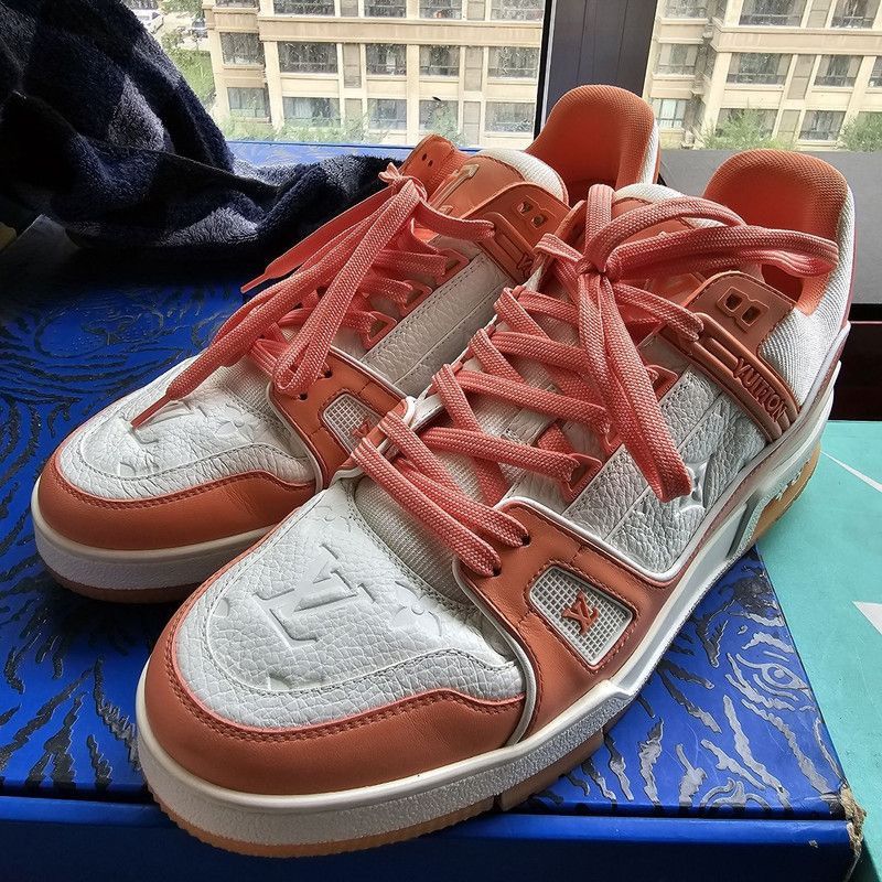 Louis Vuitton Louis Vuitton Trainer Low-Top Sneakers in Peach Pink -2505 Size US 8 / IT 38 - 1 Thumbnail