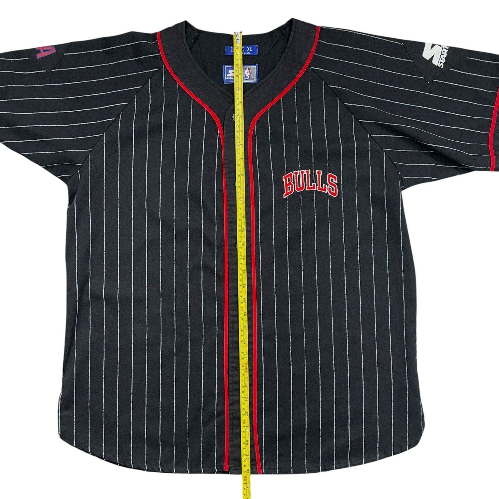 NBA VTG 90s CHICAGO BULLS STARTER PINSTRIPE BASEBALL JERSEY XL Size US XL / EU 56 / 4 - 7 Thumbnail