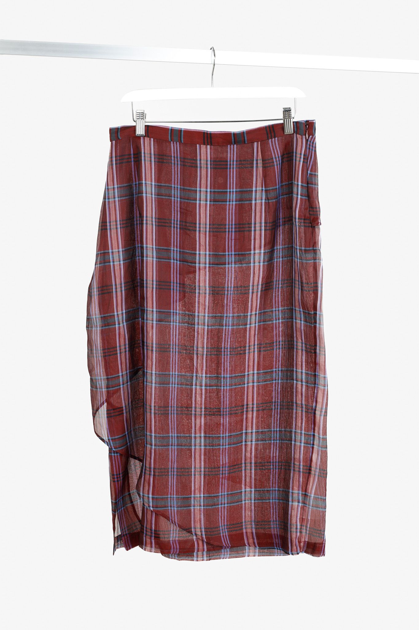 Dries Van Noten Dries Van Noten SS/13 Runway Silk Tartan Draped Midi Skirt Size 28" / US 6 / IT 42 - 1 Thumbnail