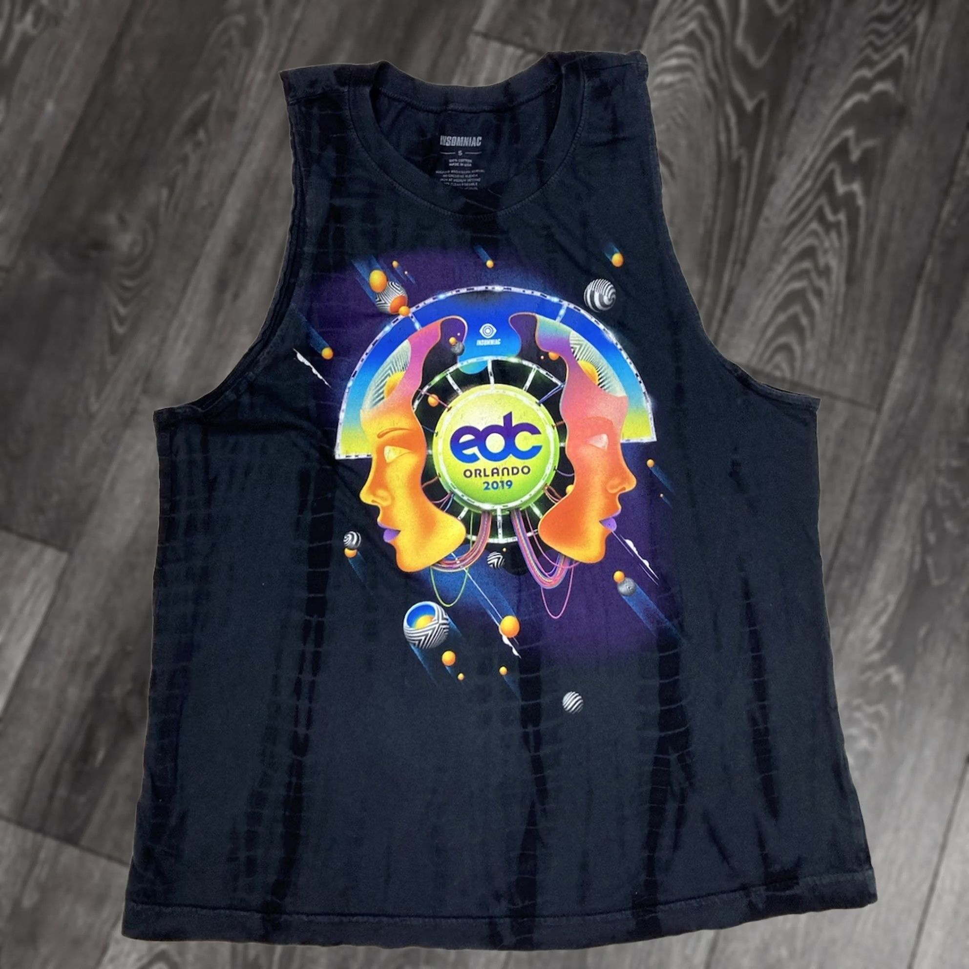 Vintage VINTAGE Insomniac EDC Orlando 2019 Tank Top T-shirt Women Small Black Music Shirt Size S / US 4 / IT 40 - 1 Thumbnail