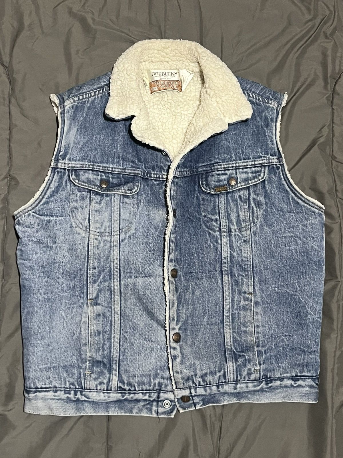 Vintage Sherpa Lined Denim Vest Size US S / EU 44-46 / 1 - 1 Thumbnail