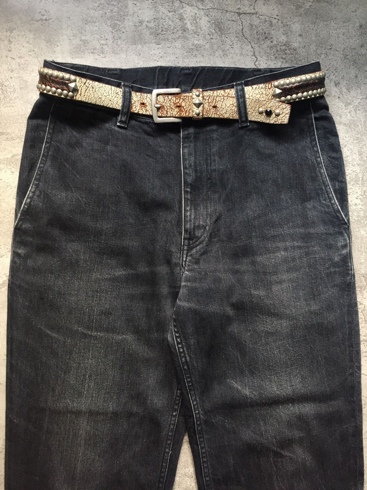 Comme des Garcons CDG Homme Deux Baggy Black Wash Denim Pants Size 30-31 Size US 31 - 2 Thumbnail
