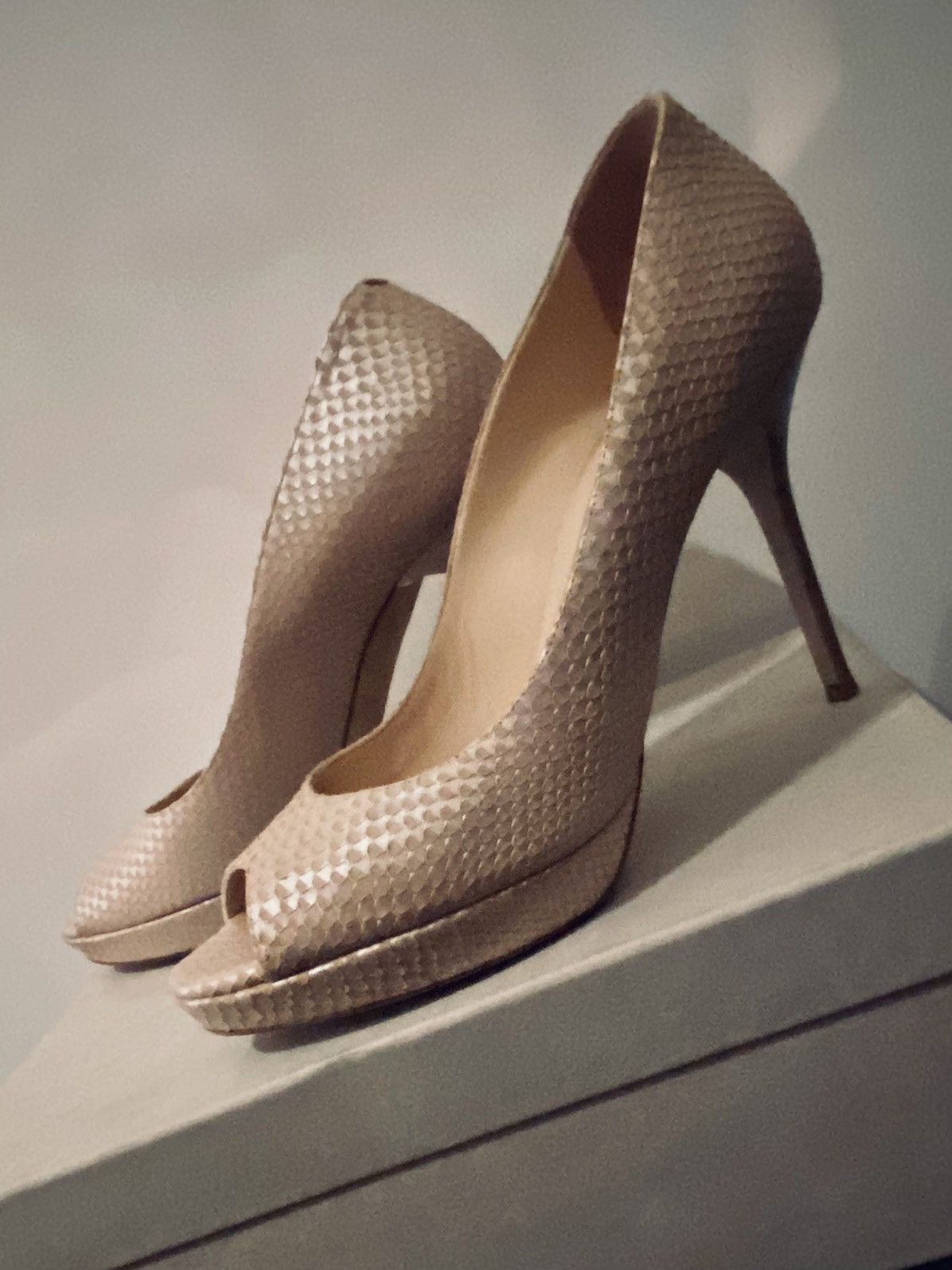 image of Jimmy Choo Luna Peep Toe Platform Pumps Shoes in Pink, Women's (Size 9)