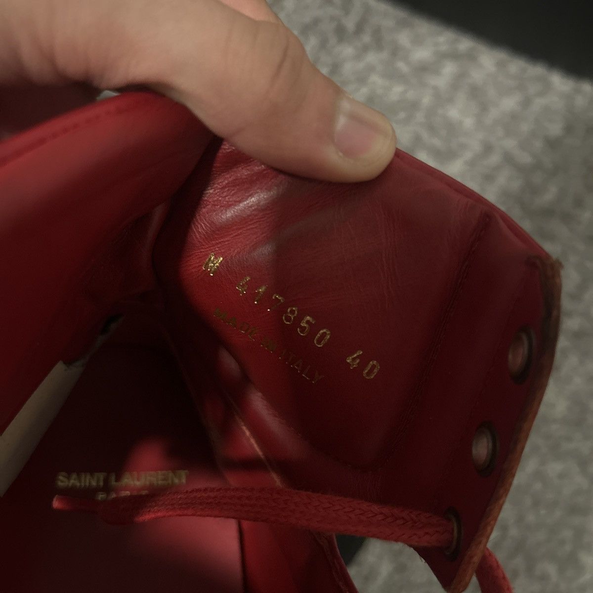 Saint Laurent Paris Red saint laurent high top sneakers Size US 7 / EU 40 - 2 Thumbnail