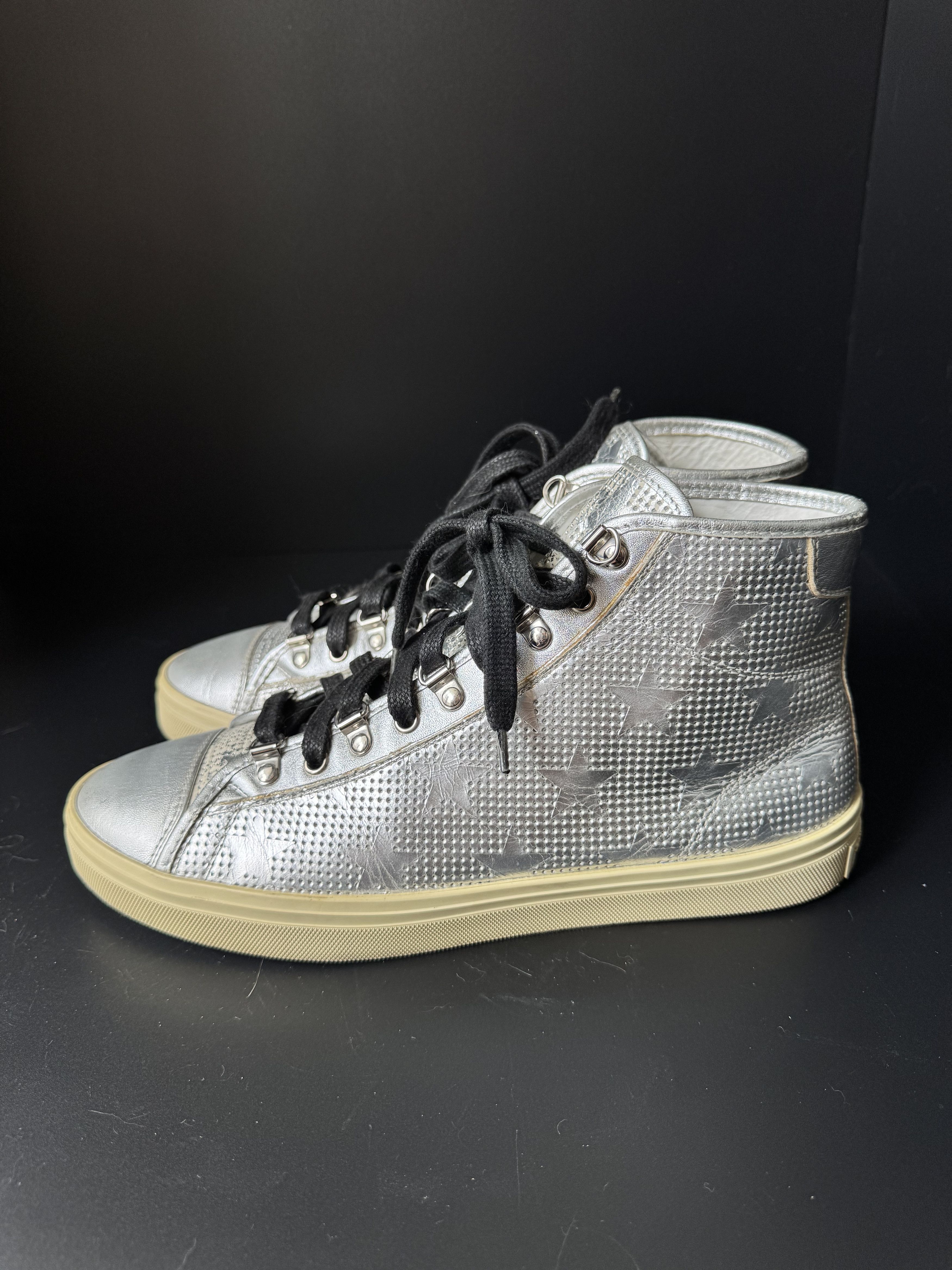 Saint Laurent Metallic Star Rivington Sneakers, view 3