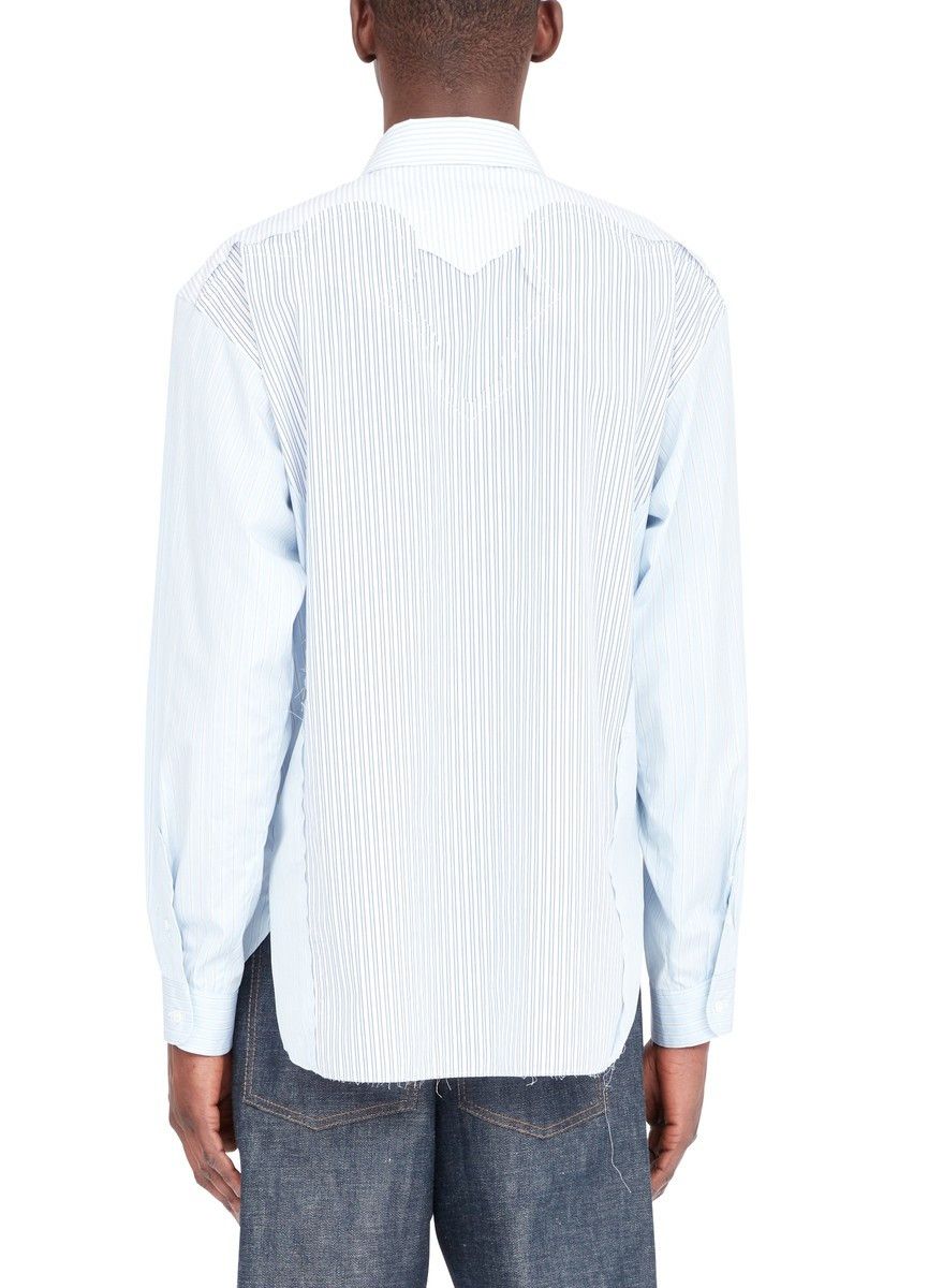 Maison Margiela oc11z0925 Yoke Stripe Cotton Shirt in Light Blue Size US L / EU 52-54 / 3 - 6 Thumbnail