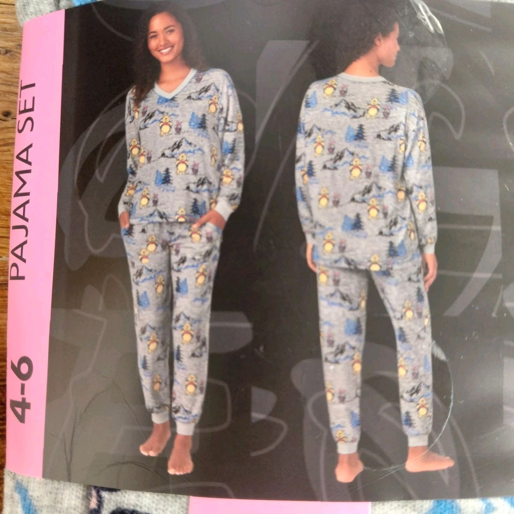 Disney DISNEY Winnie The Pooh & Piglet 2-Piece Pajama Set Gray Womens Size Small 4/6 Size ONE SIZE - 4 Thumbnail