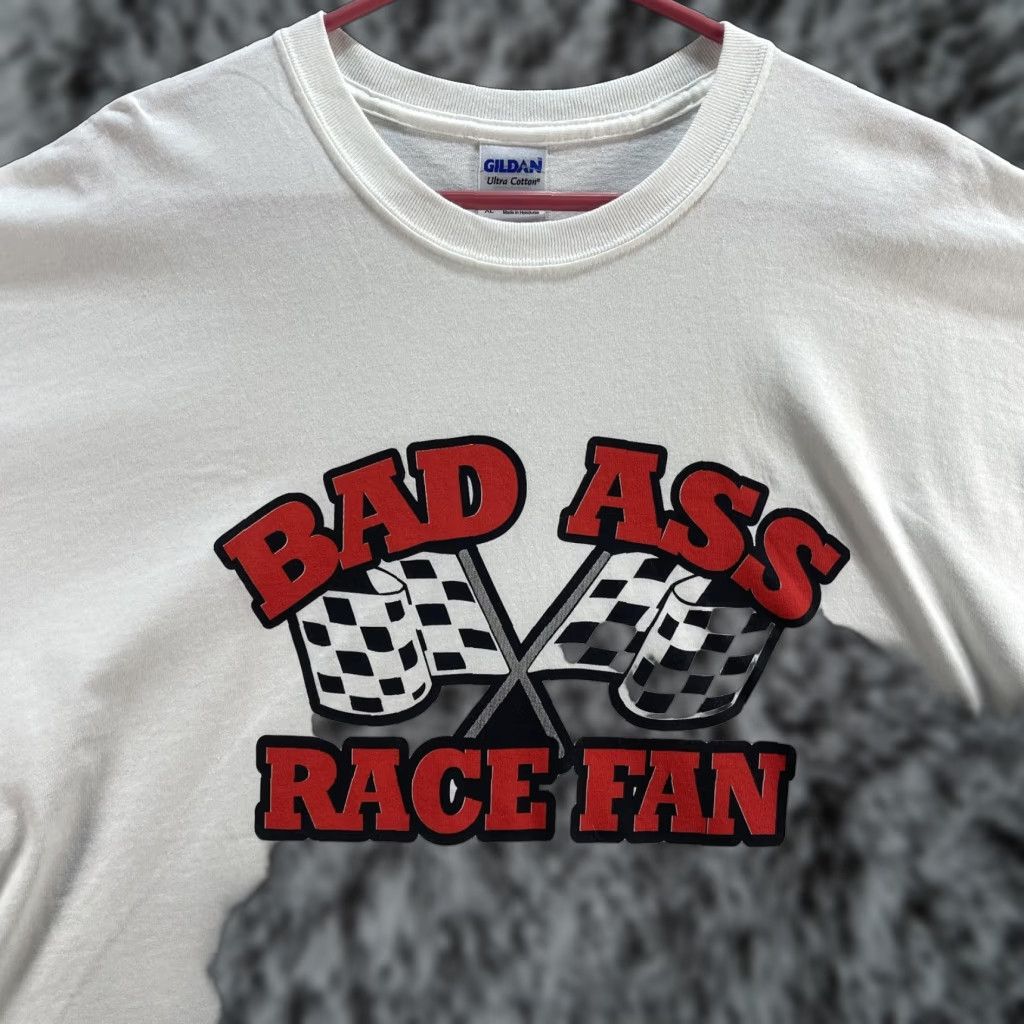 Gildan Gildan Shirt Mens XL White Bad Ass Race Fan Funny Racing Graphic Cotton Tee Size US XL / EU 56 / 4 - 1 Thumbnail