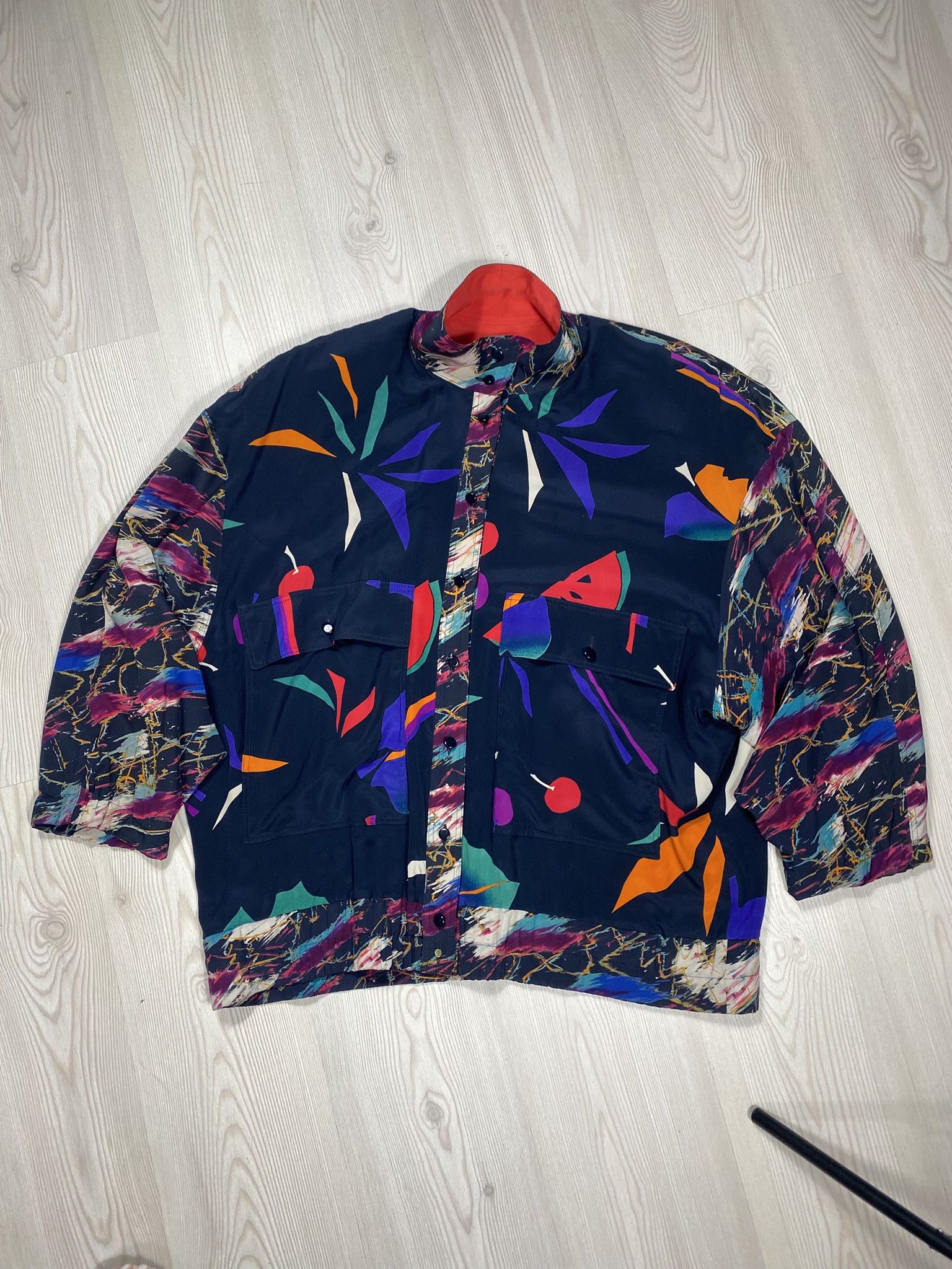 Escada Escada 80s Windbreaker Graphic Floral Silk Jacket VTG Size M / US 6-8 / IT 42-44 - 1 Thumbnail