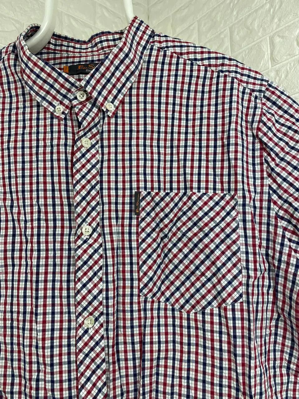 Ben Sherman Vintage Ben Sherman Red Navy Checkered Short Sleeve Shirt Size US XL / EU 56 / 4 - 2 Thumbnail
