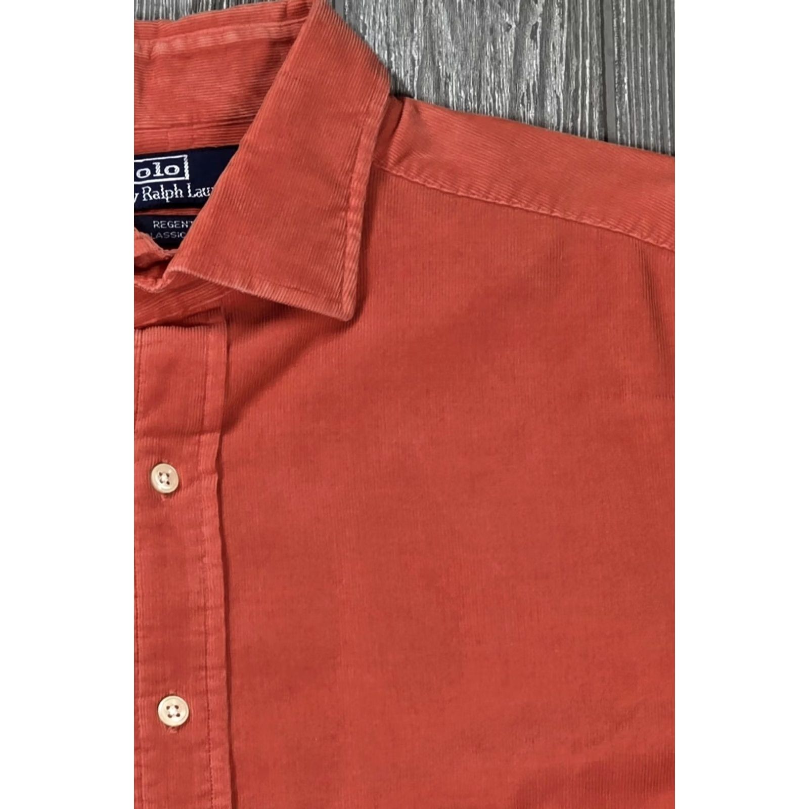 Polo Ralph Lauren VTG Polo Ralph Lauren Shirt Mens L 16.5 Peach Corduroy Regent Button Up Classic Shirt Size US L / EU 52-54 / 3 - 5 Thumbnail