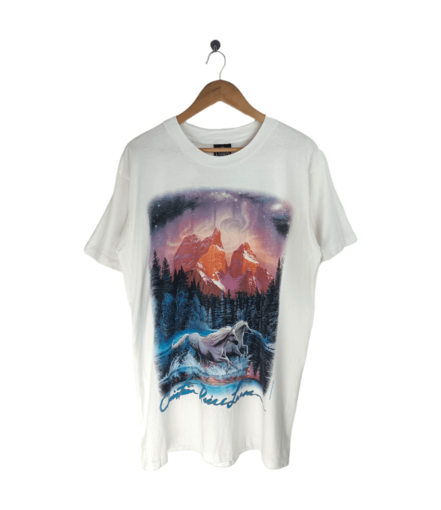 Vintage VINTAGE 1995 CHRISTIAN RIESE LASSEN HORSE IN A LAKE ART TEE Size US XL / EU 56 / 4 - 1 Thumbnail