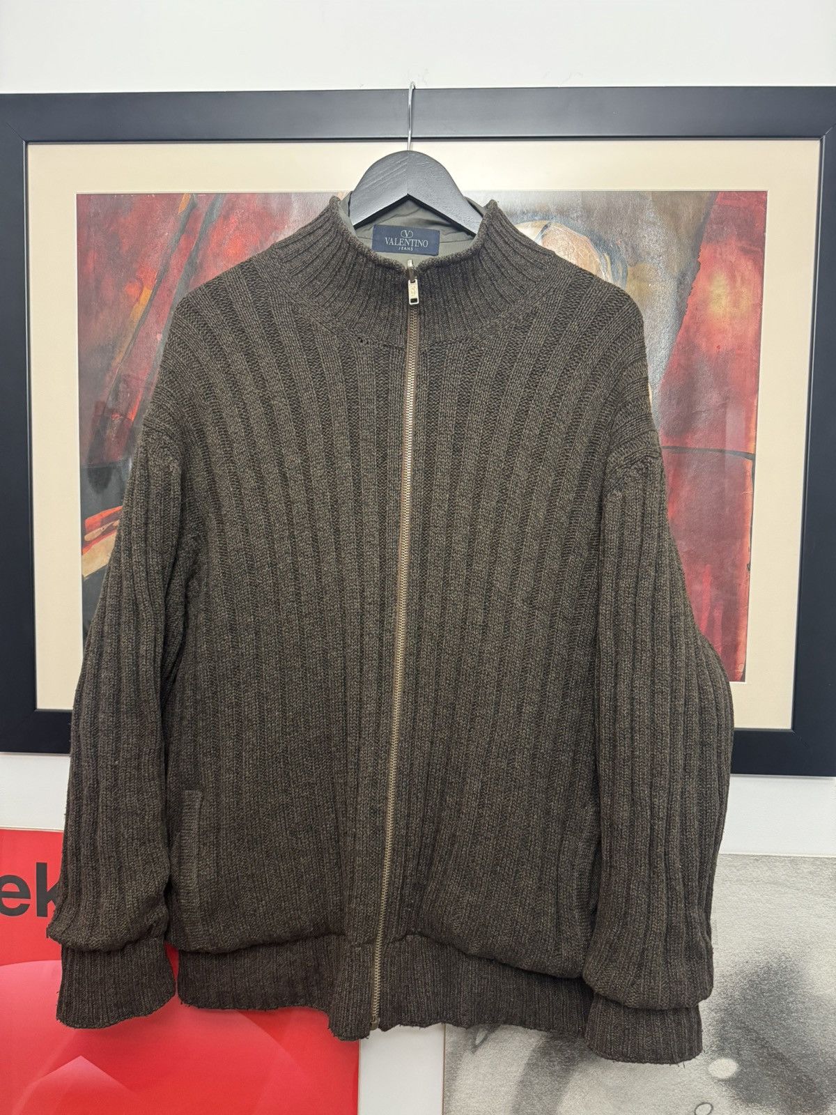 Valentino Valenitno Vintage 90s Brown Zip Wool Cashmere Sweater Knit Size US L / EU 52-54 / 3 - 1 Thumbnail