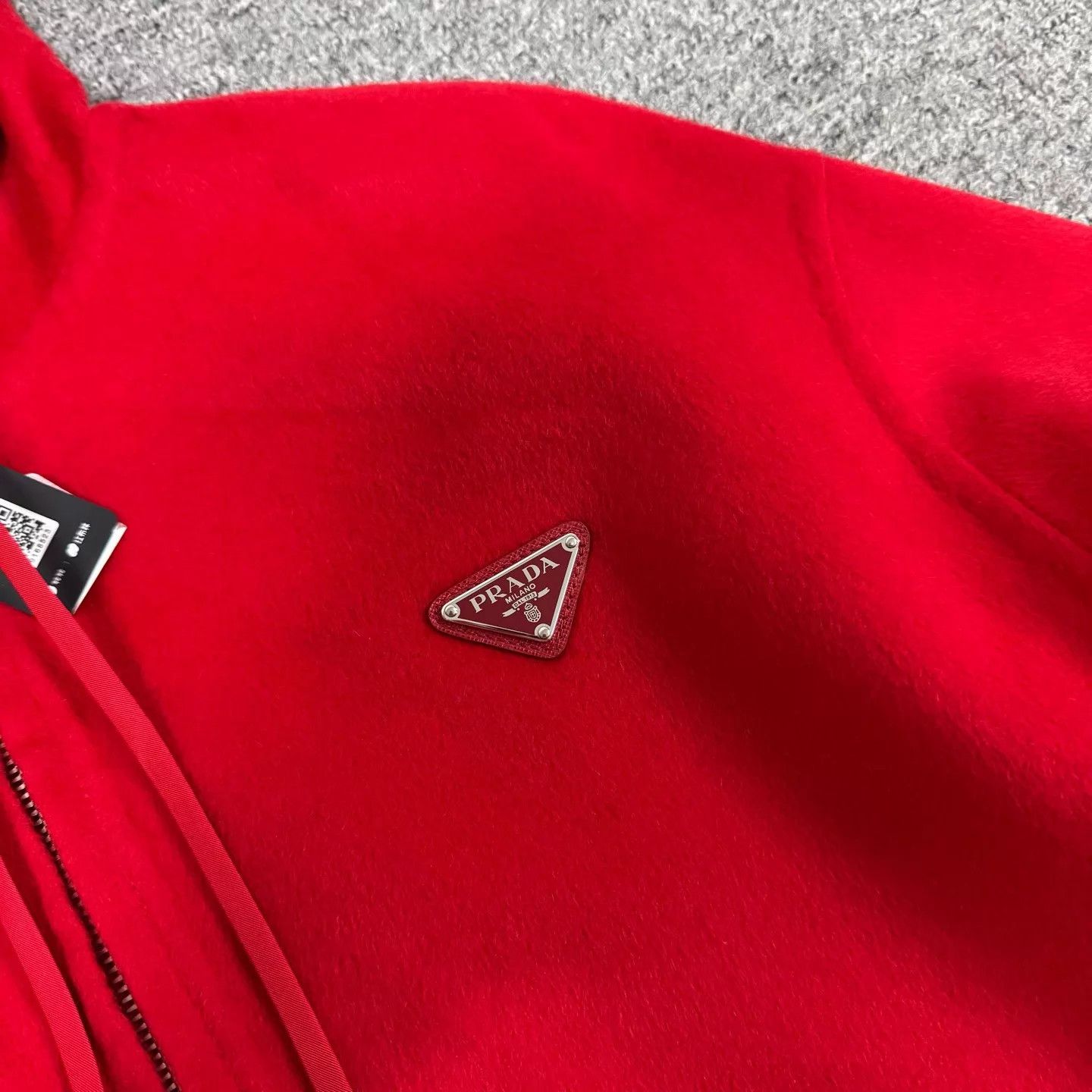 Prada Prada red suede waterripple triangle logo hooded zip jacket Size XS / US 0-2 / IT 36-38 - 5 Thumbnail