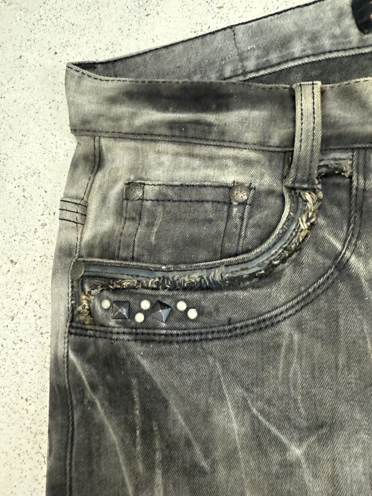 Hysteric Glamour Pasta Denim Studded Shadow Wash Claw Mark Jeans Size US 30 / EU 46 - 11 Thumbnail
