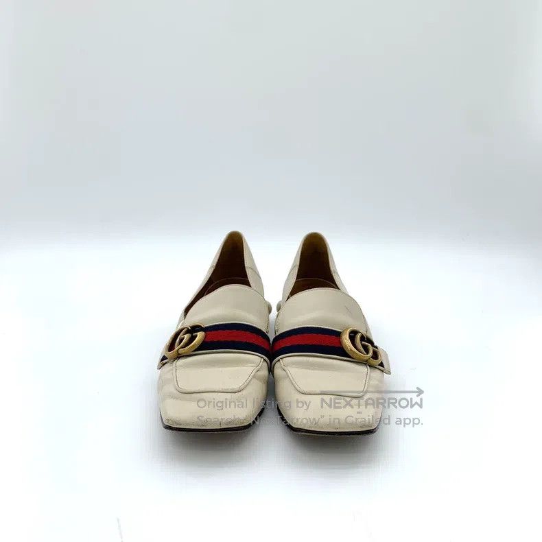 Gucci Gucci Beige logo striped webbing thick-heeled casual shoes Size US 6.5 / IT 36.5 - 3 Thumbnail
