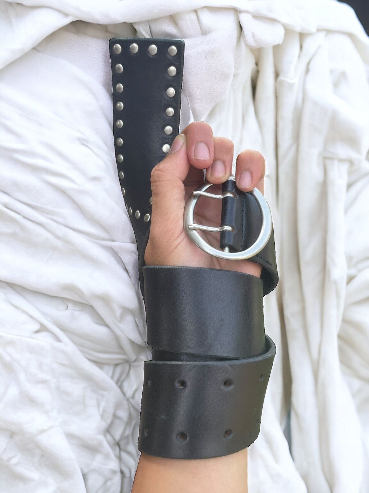 Y’s Yohji Yamamoto Studded Kenya Leather Belt