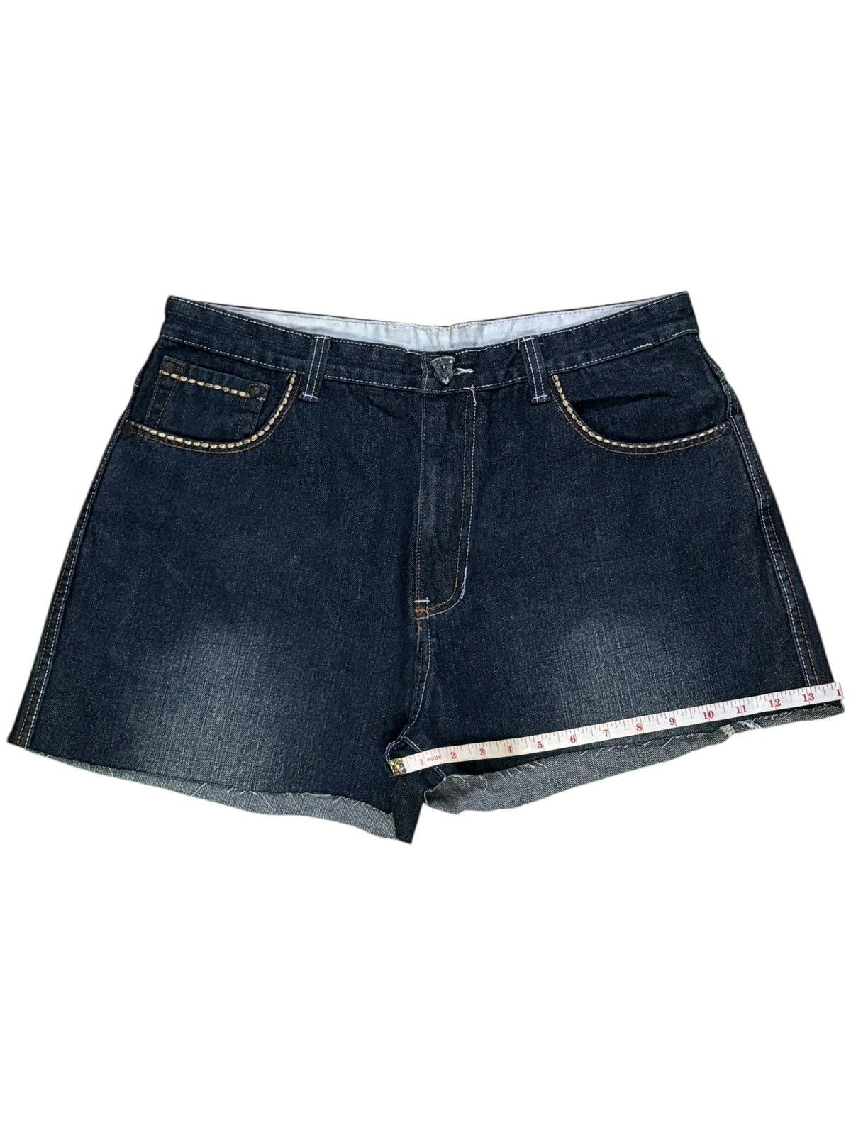 Black Label × Japanese Brand Vintage Black Label Spell Out Embroidery Jean Shorts Size 34" / US 12 / IT 48 - 14 Thumbnail