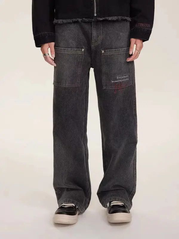 VIBE Vintage washed embroidered letter front pocket jeans Size US 30 / EU 46 - 5 Thumbnail