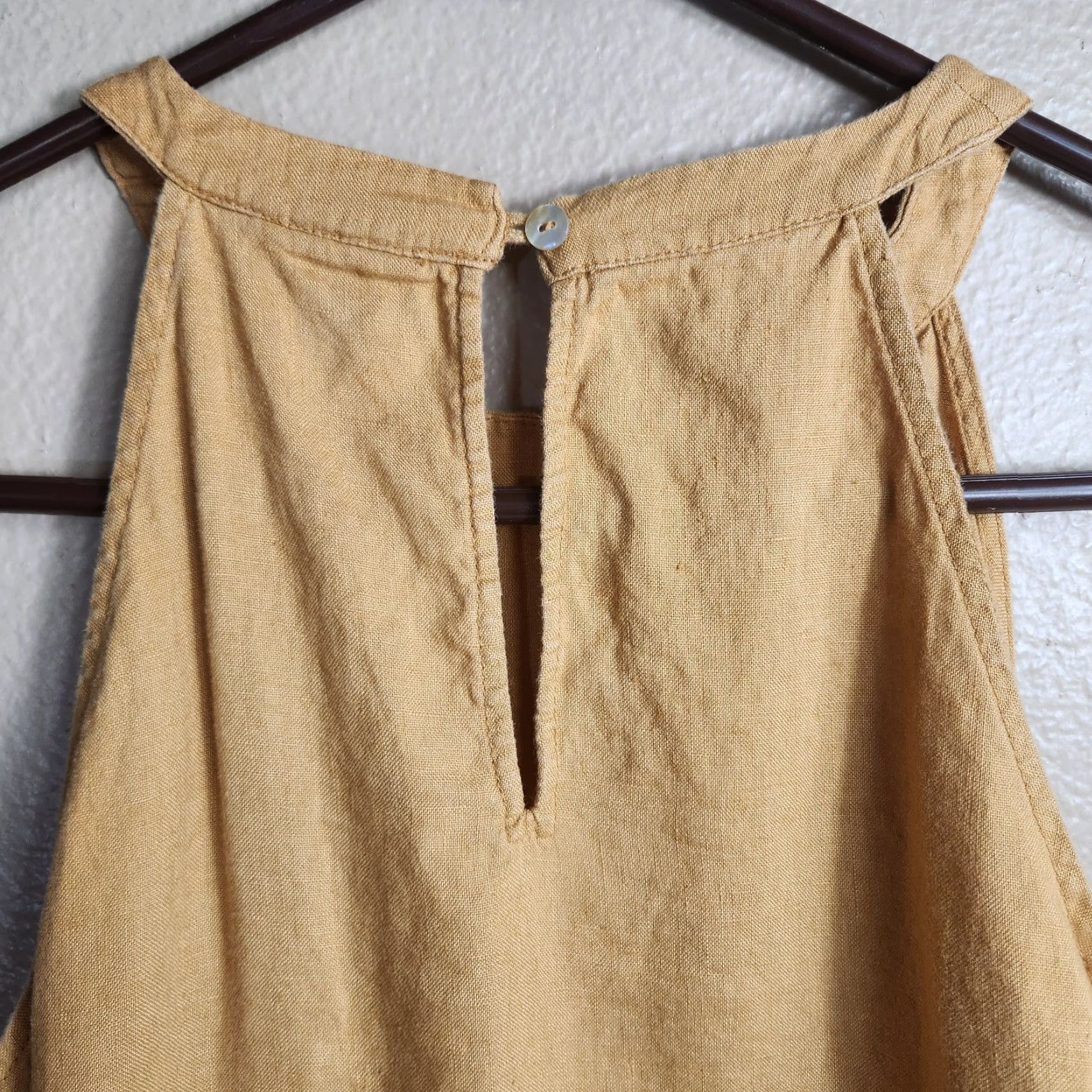 Sigrid Olsen Womens |S| 100% Linen Mustard Yellow Sleeveless Knee Length  Dress