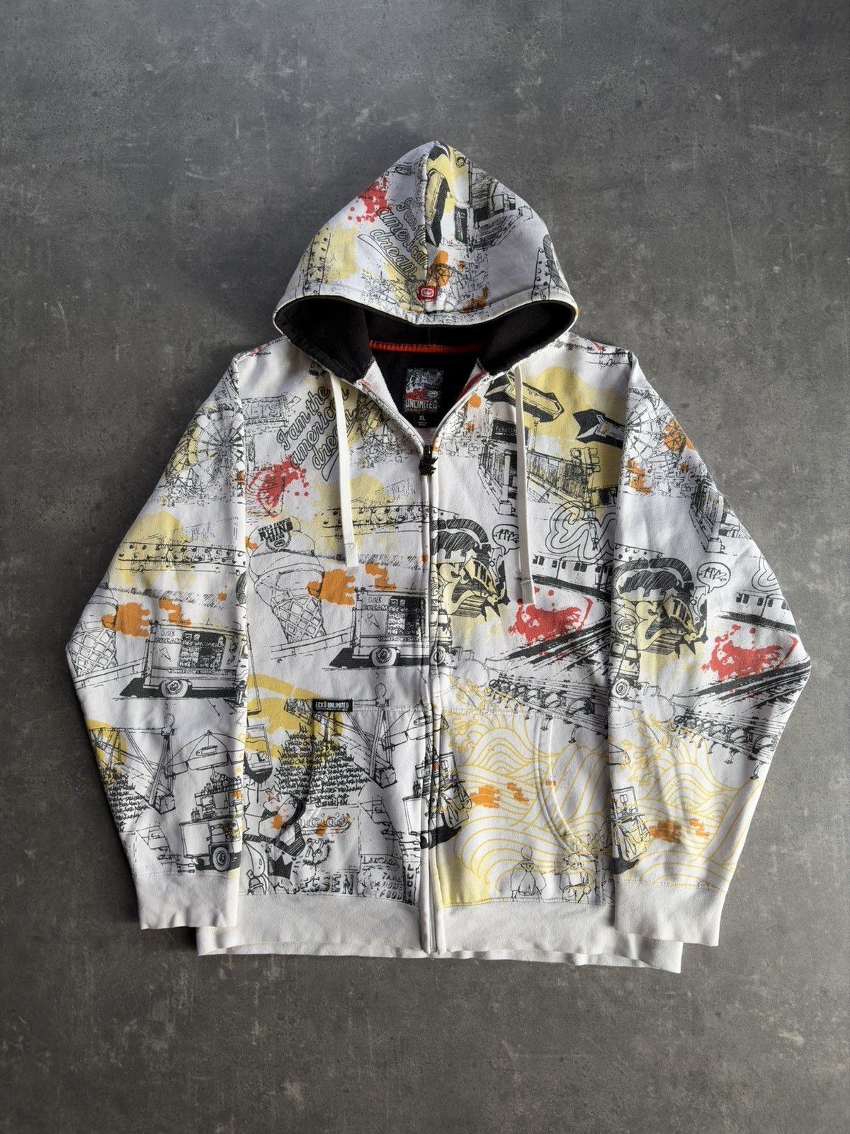 Ecko Unltd. Ecko Unltd Grafitti AOP Printed Baggy Zip Hoodie XL Size US XL / EU 56 / 4 - 1 Thumbnail