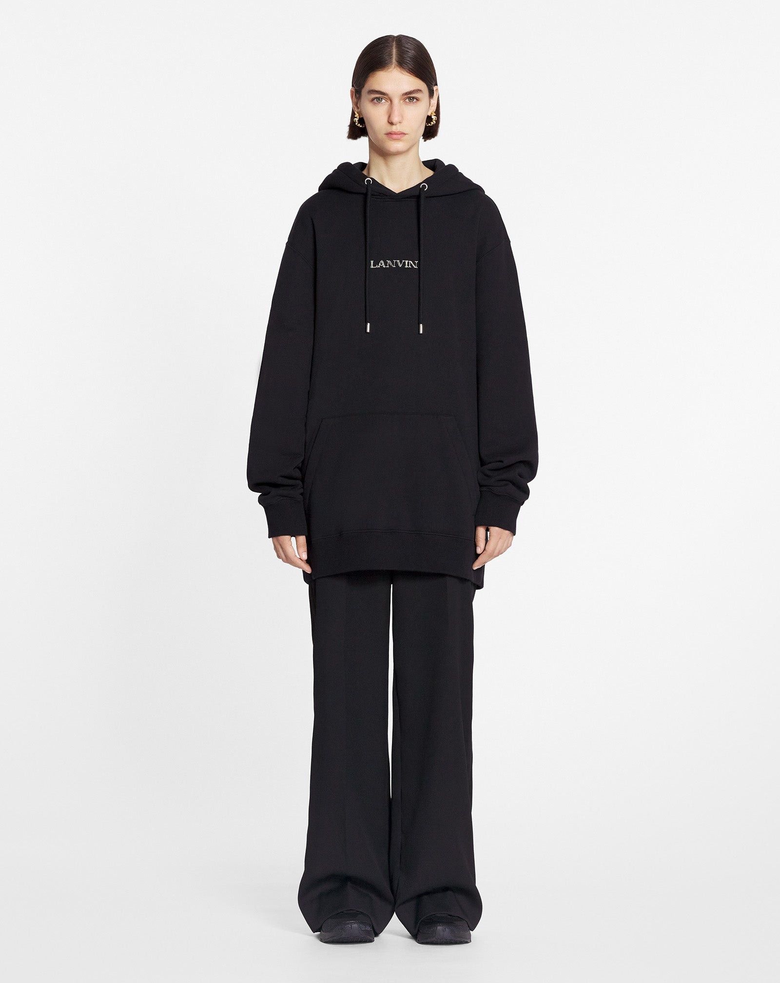 Lanvin o1mle0825 Unisex Loose-Fitting Logo Hoodie in Black Size US M / EU 48-50 / 2 - 3 Thumbnail