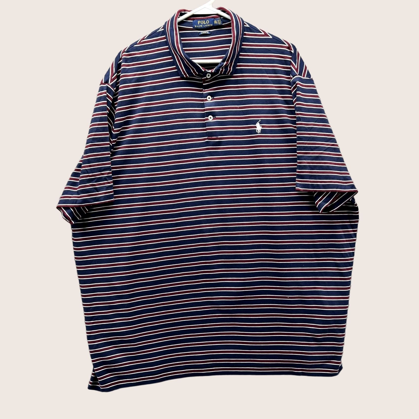 Polo Ralph Lauren Polo Ralph Lauren Polo Shirt Mens 2XL Navy Striped Classic Cotton Golf Shirt Mens 2XL Navy Striped Polo Size US XXL / EU 58 / 5 - 1 Thumbnail