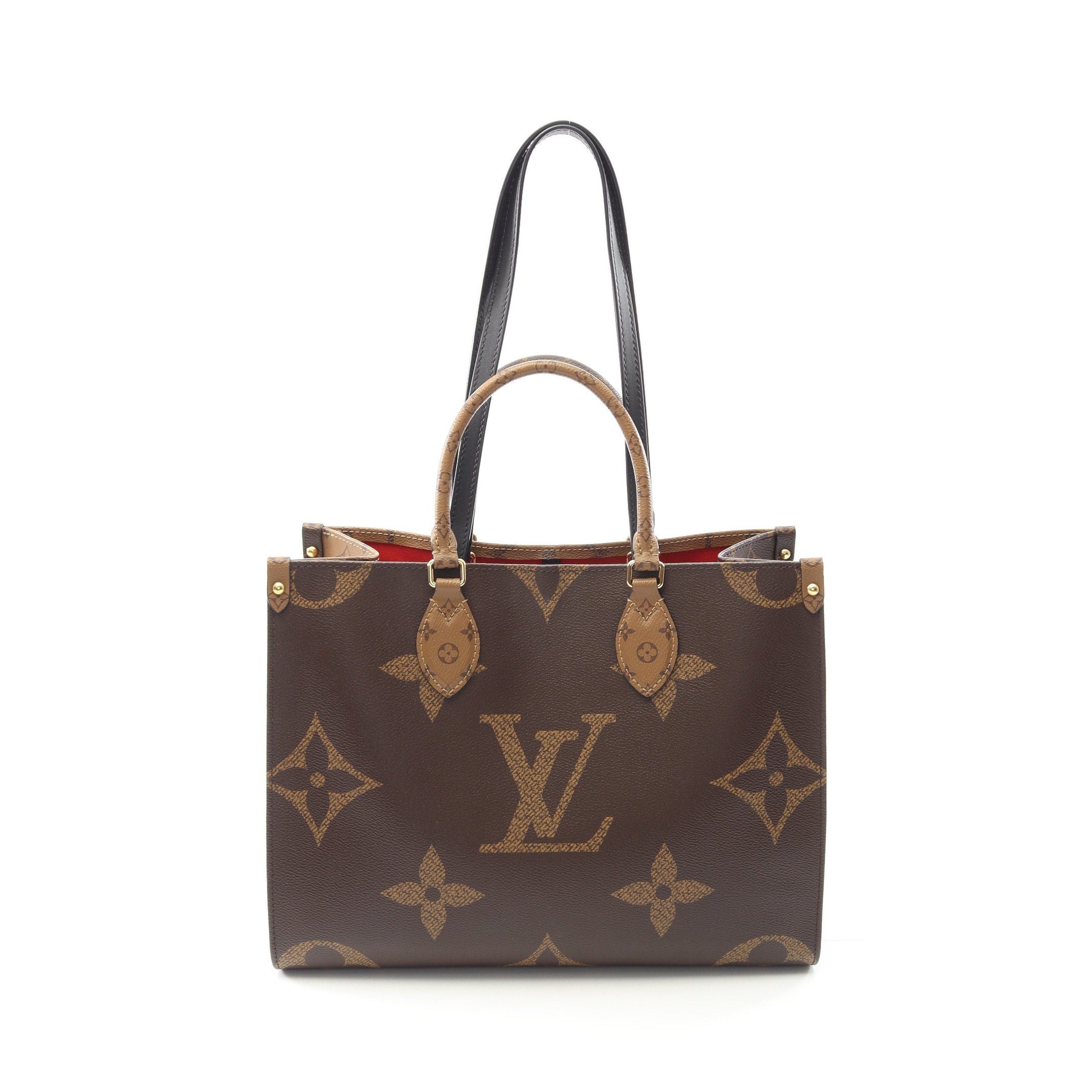 Louis Vuitton Louis Vuitton On-The-Go Mm Monogram Giant Reverse Shoulder Bag Tote Leather Brown Beige Size ONE SIZE - 1 Thumbnail