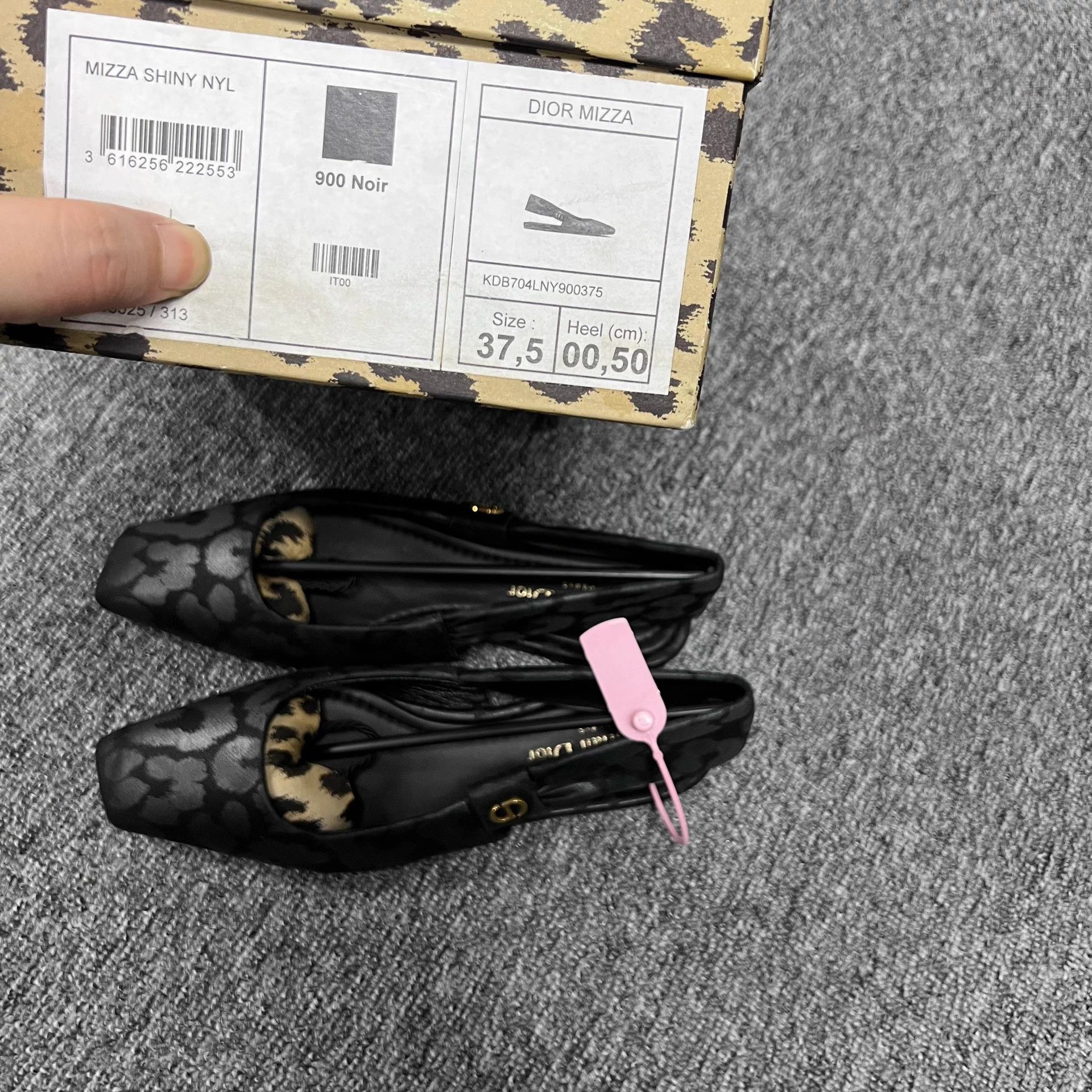 Dior Dior Mizza Black Leopard Satin CD Logo Ballet Flat Women's Size US 7 / IT 37 - 6 Thumbnail