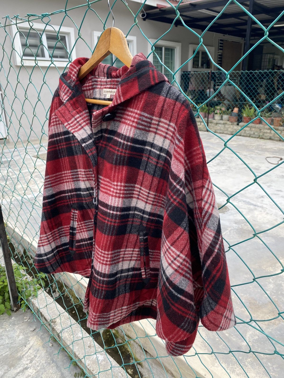 Japanese Brand 3can4on checkered hooded poncho Size ONE SIZE - 3 Thumbnail