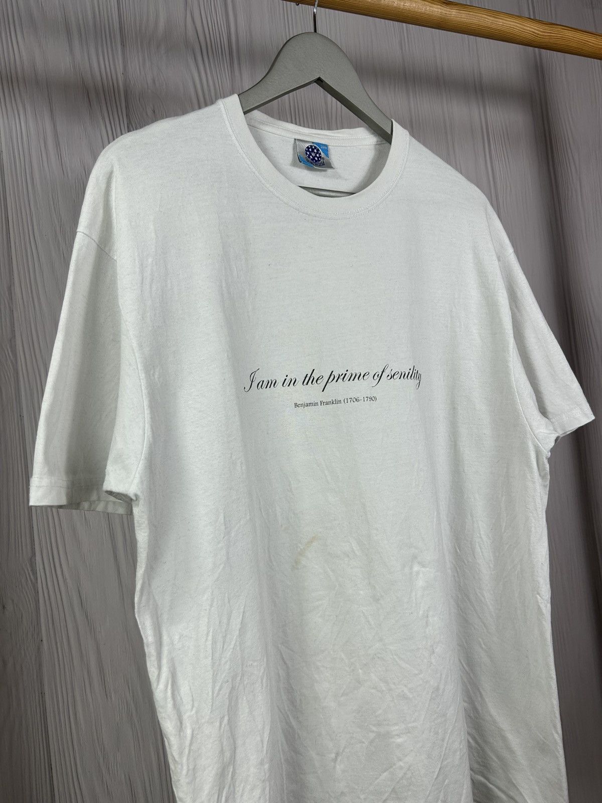 Vintage Benjamin Franklin “I am in the prime of senility” Phrase Tee Size US XL / EU 56 / 4 - 3 Thumbnail