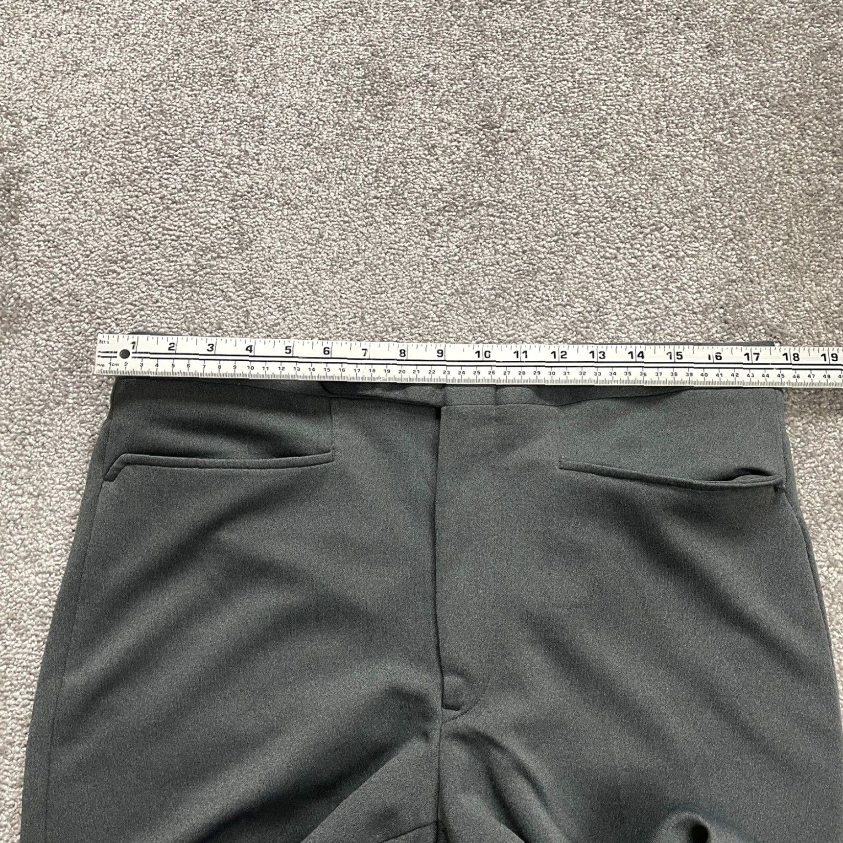 Vintage Champ-Eze Vintage Dress Pants Mens Grey Straight Leg Flat Front Trouser 35x29 Size US 35 - 5 Thumbnail