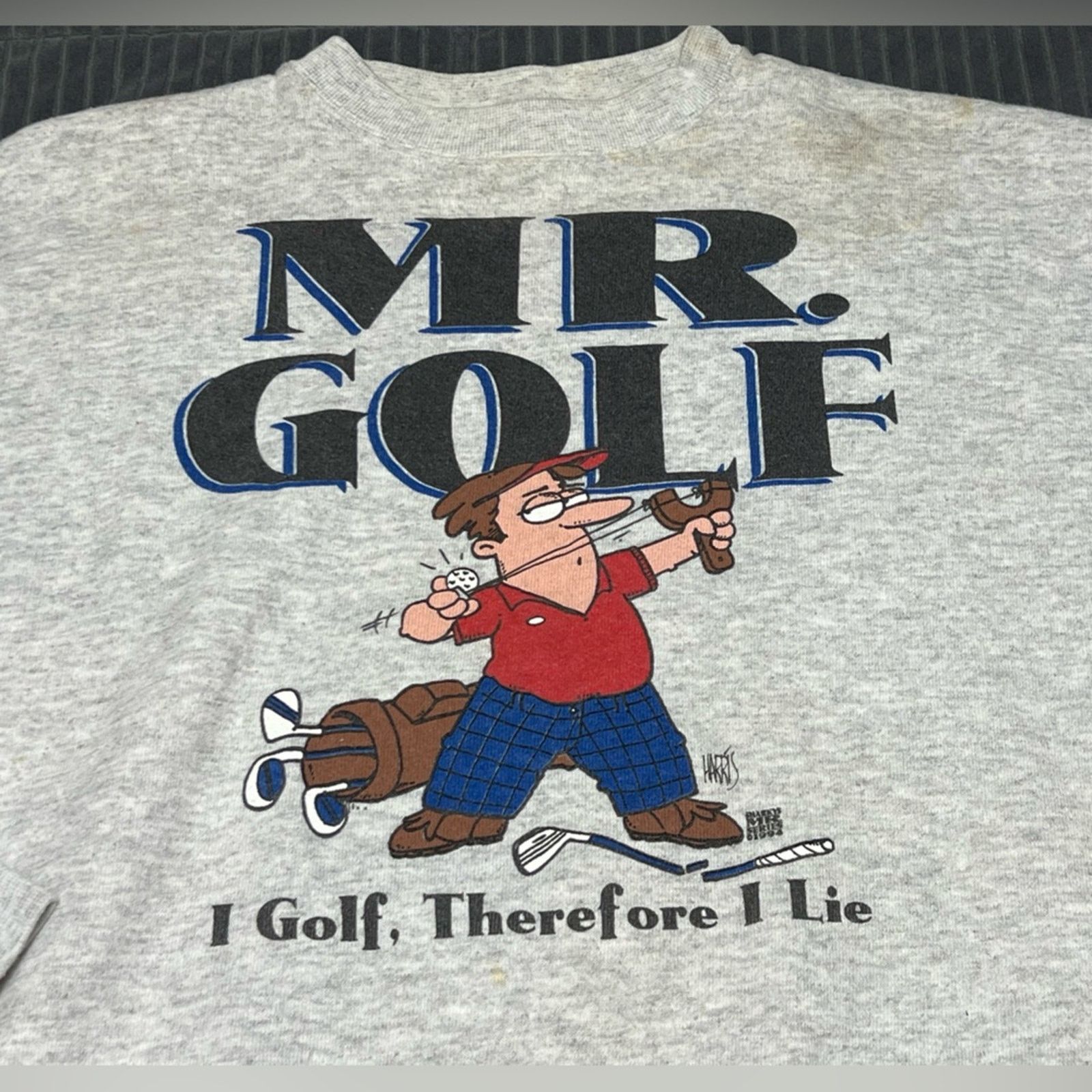 Tultex VTG 90s Tultex Mr Golf THEREFORE I LIE Sharkys Sweatshirt Size US L / EU 52-54 / 3 - 4 Thumbnail