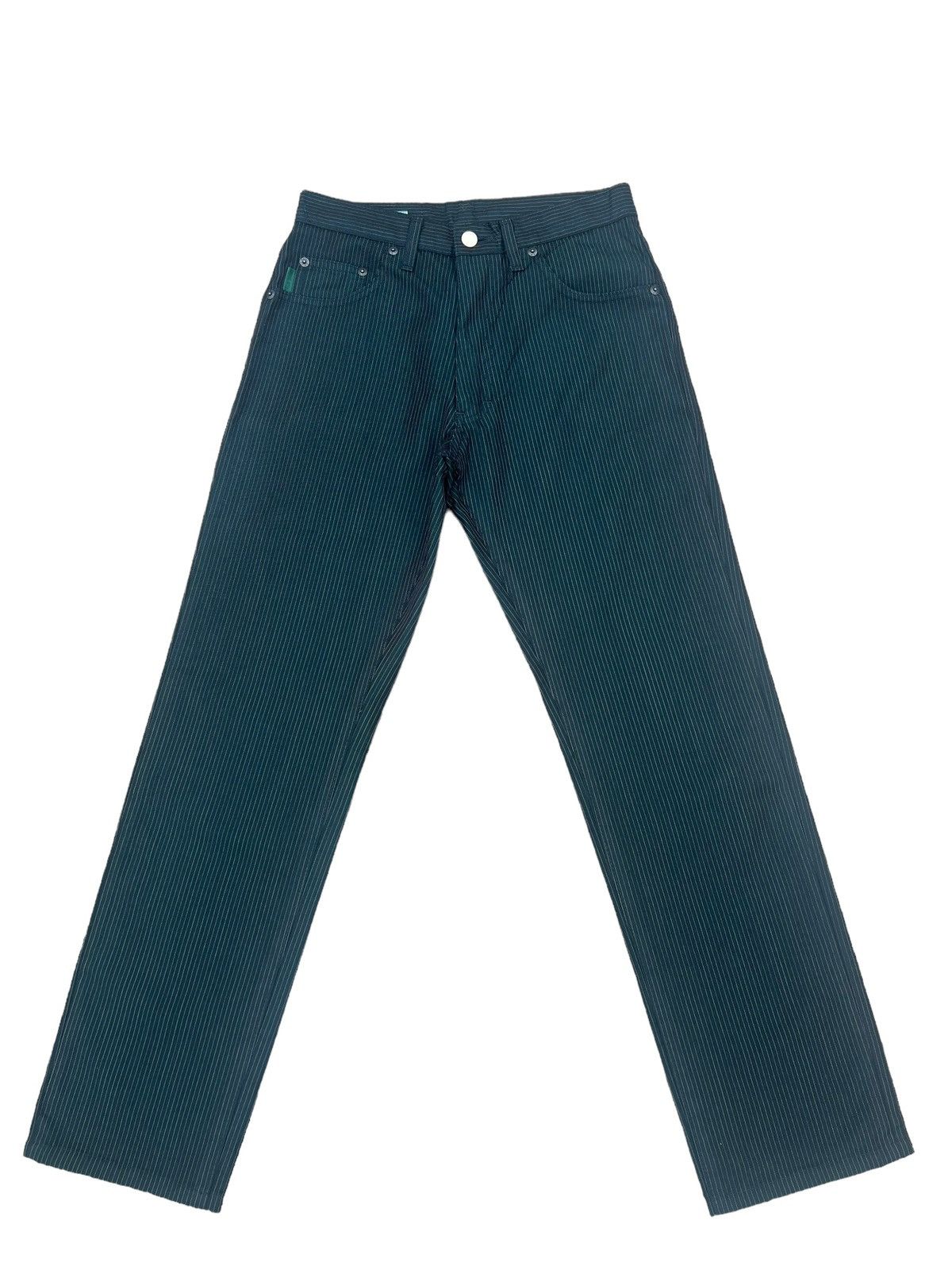Vintage Paul Smith Jeans Shiny Dark Green Striped Pant Size US 28 / EU 44 - 1 Thumbnail