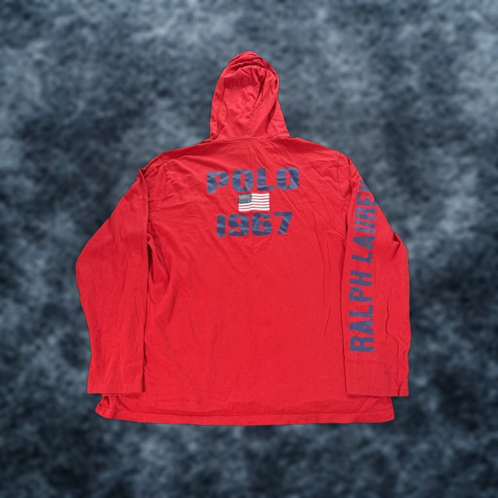 Polo Ralph Lauren Polo Ralph Lauren Hoodie Adult XL Red Sweatshirt Flag USA Big Pony Crew Neck Pullover Logo Embroidered Knit Cotton Size US XL / EU 56 / 4 - 1 Thumbnail
